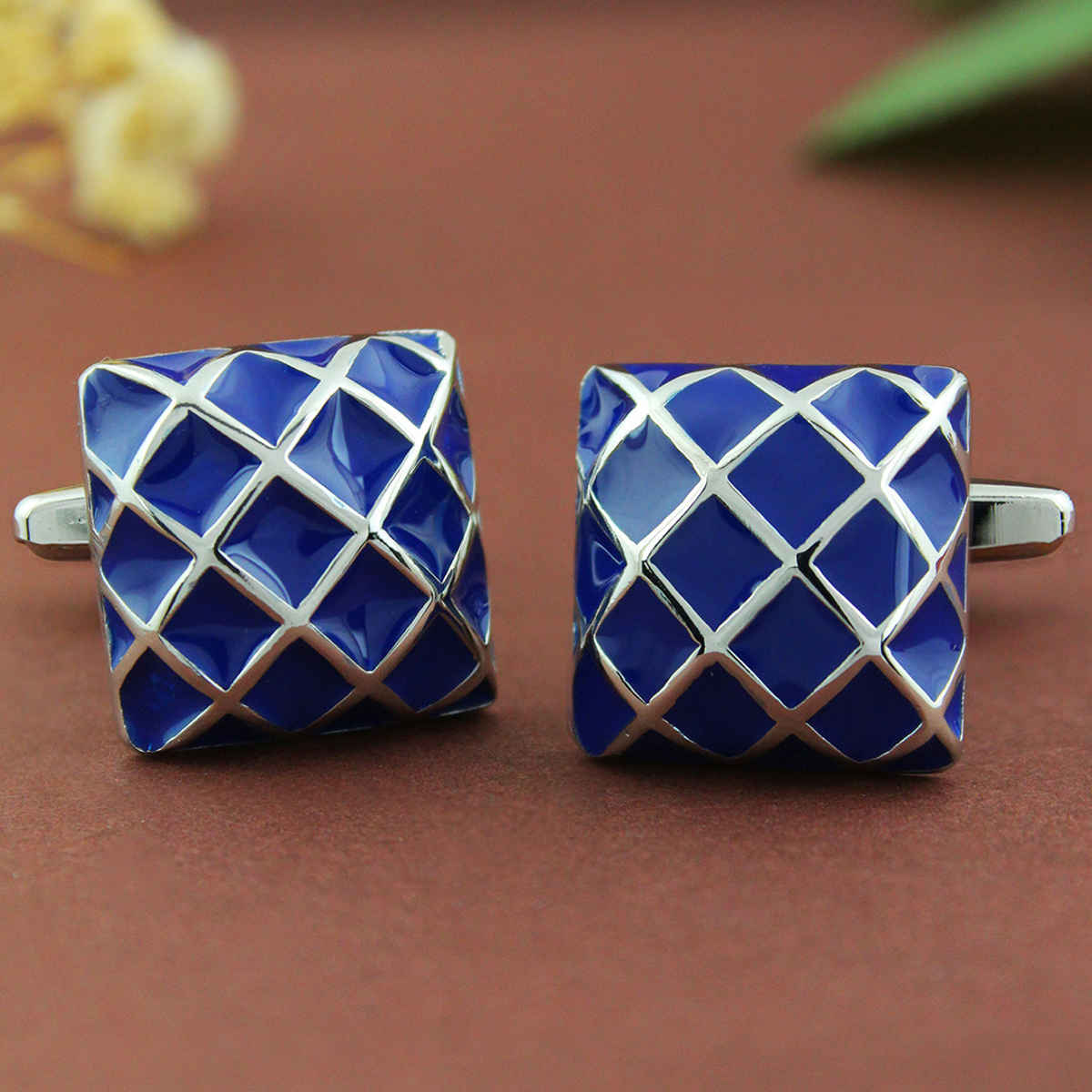 Peluche Blue Enamel Design Cufflinks for Men : 1337-02-103010