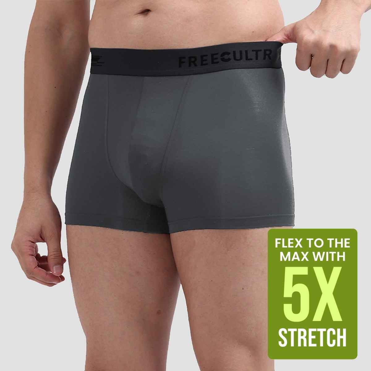 Freecultr Men's Underwear Micromodal Airsoft Trunk - Pack of 1 Ash Grey - XL