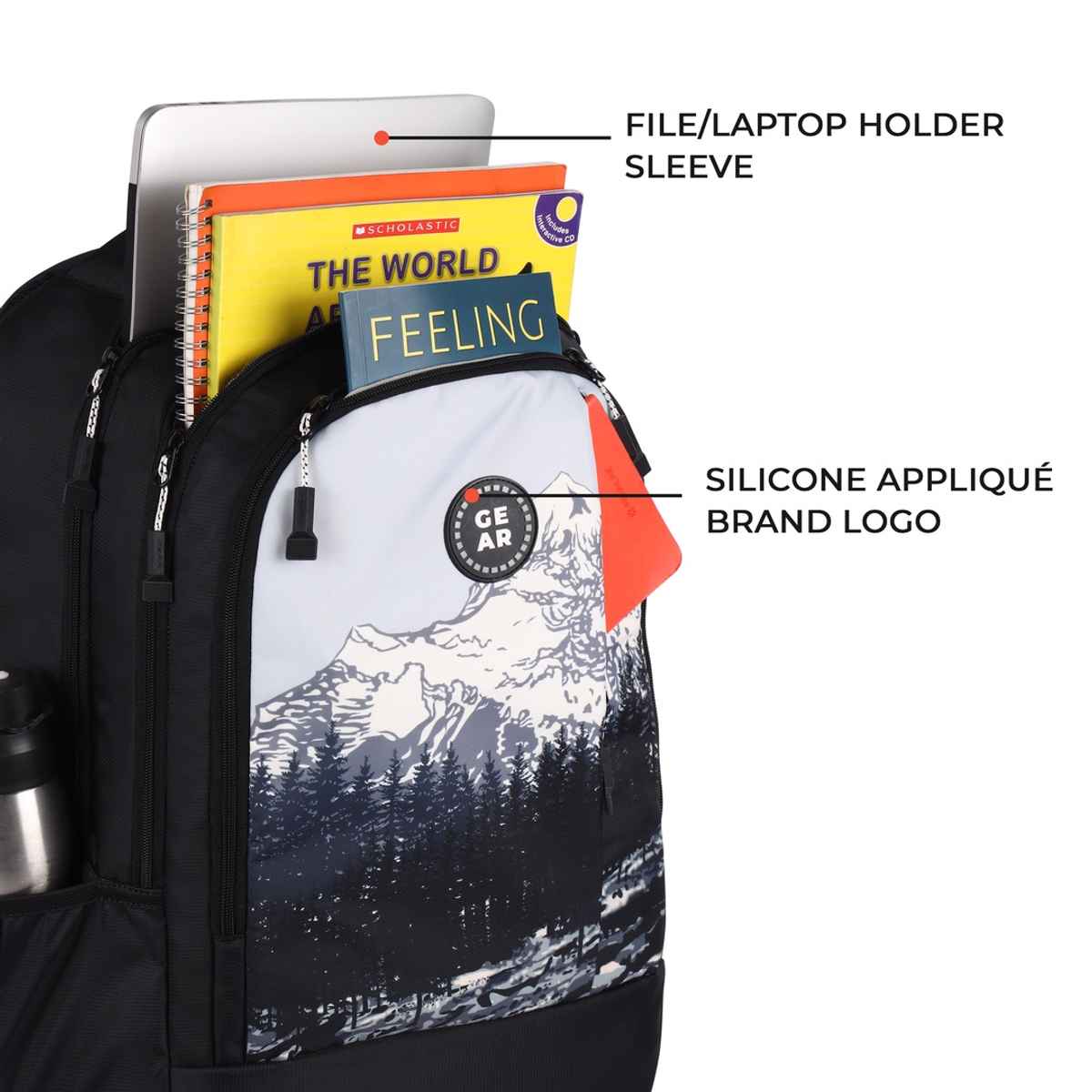 Gear Unisex Polyester 39 L Backpack | Black and Grey