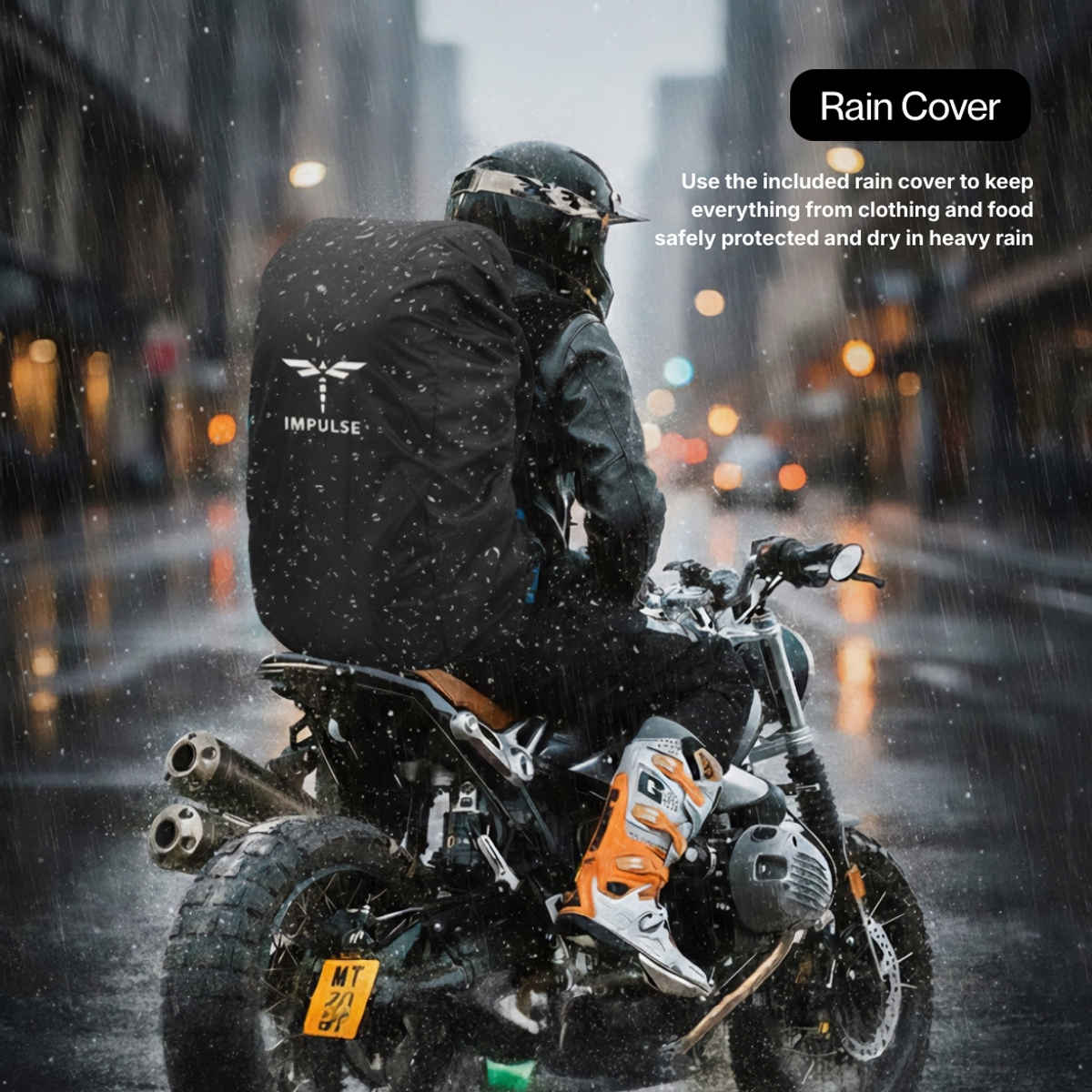 Impulse Curve Waterproof Trekking Backpack with Rain Cover | Black - 80 L