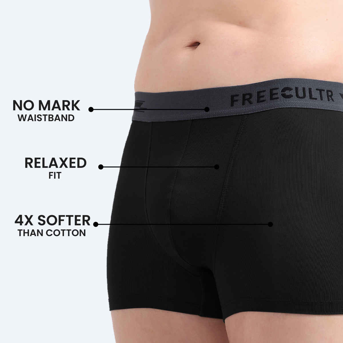 Freecultr Men's Trunk | L | Air Micro Modal | Elastane | Dual Inseam Gusset | Assorted