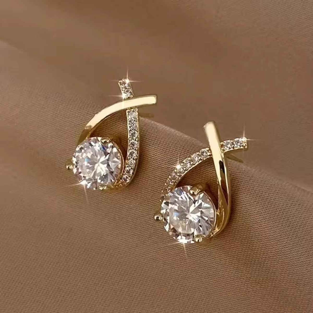 Estailo Fashion Women's Cross Bling Minimal Earrings | Lightweight Statement Jewellery | E0000997