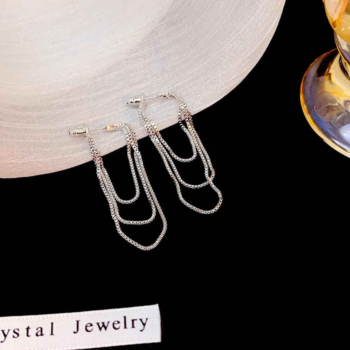 Estailo Fashion Bling Blogger Chain Earrings for Women | Stylish Lightweight Statement Jewellery | E0001395
