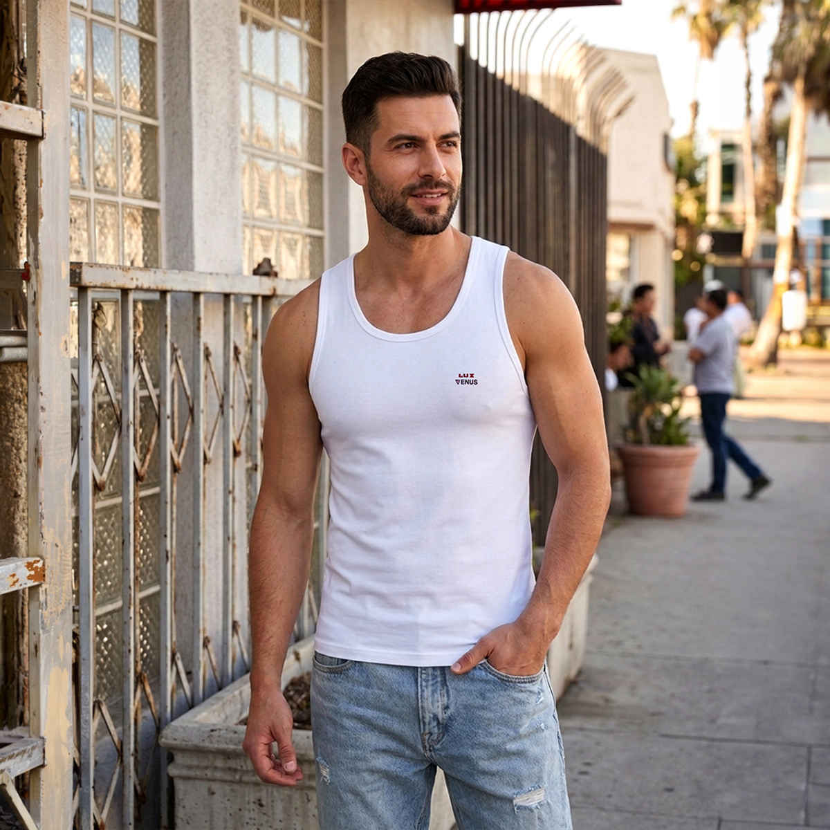 Lux Venus Super Combed Cotton Solid White Vest for Men's | L | 90 cm