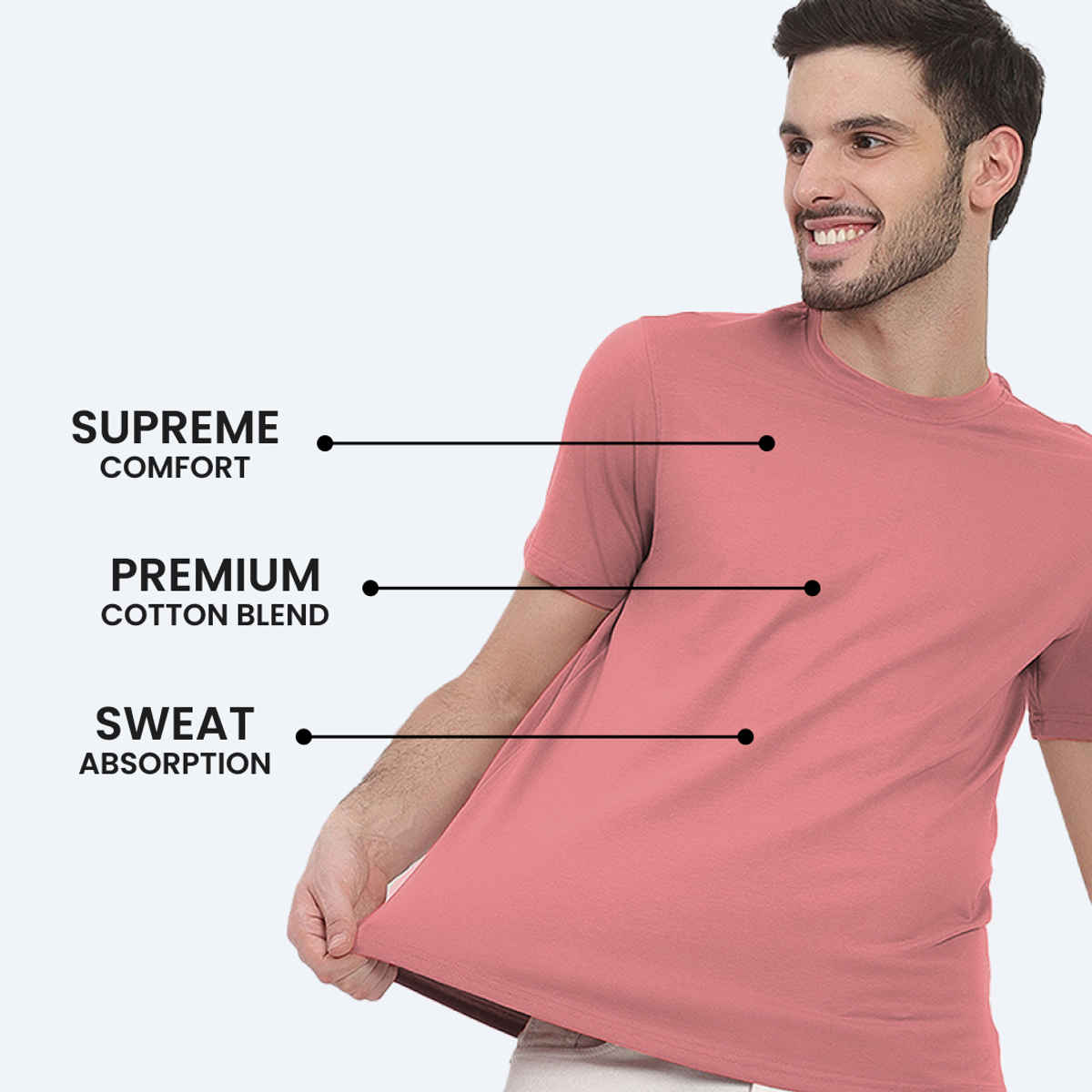 Freecultr Men's Organic Cotton T-shirts | Pack of 2 | Color Dusty Pink | Rust Orange | S