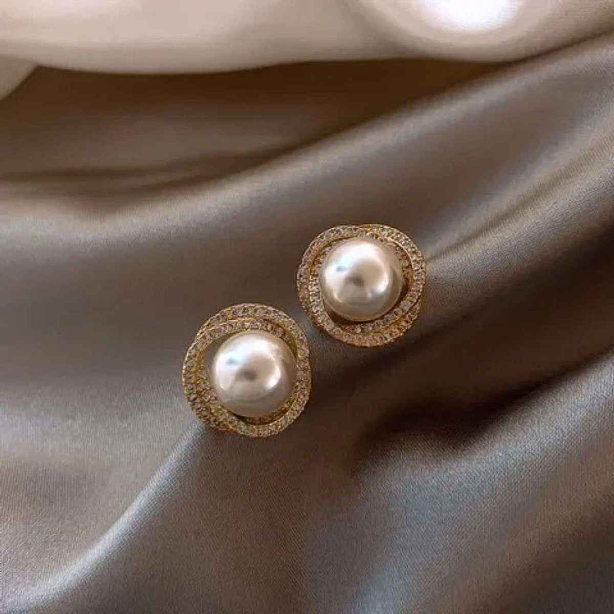 Estailo Fashion 3-Pair Earring Combo Gold Hoops, Pearl Drops & Studs | Women's Day