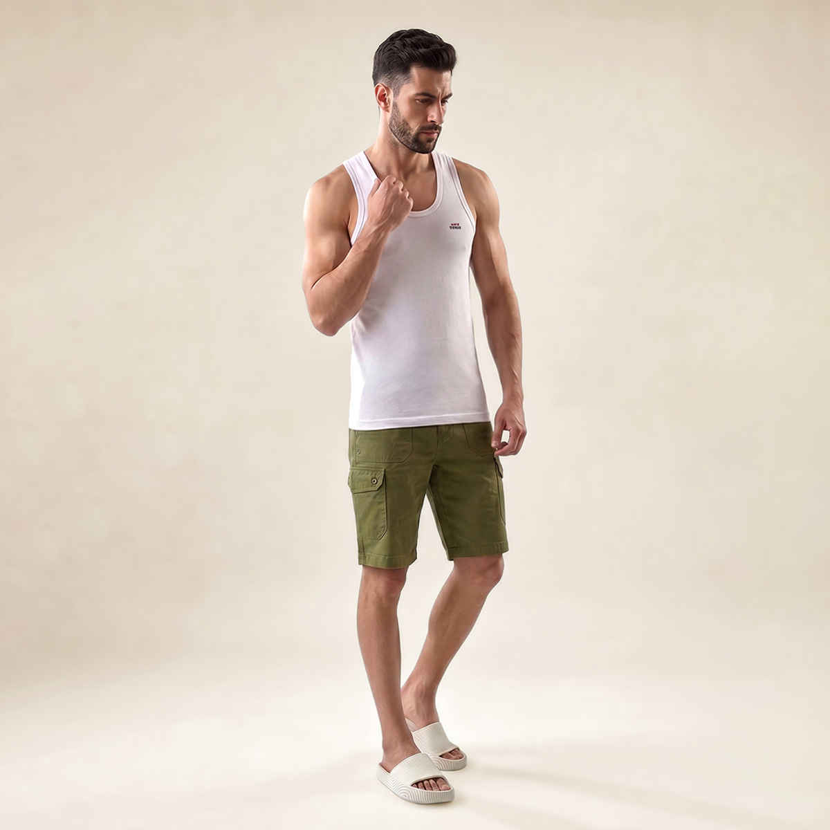 Lux Venus Super Combed Cotton Solid White Vest for Men's | L | 90 cm