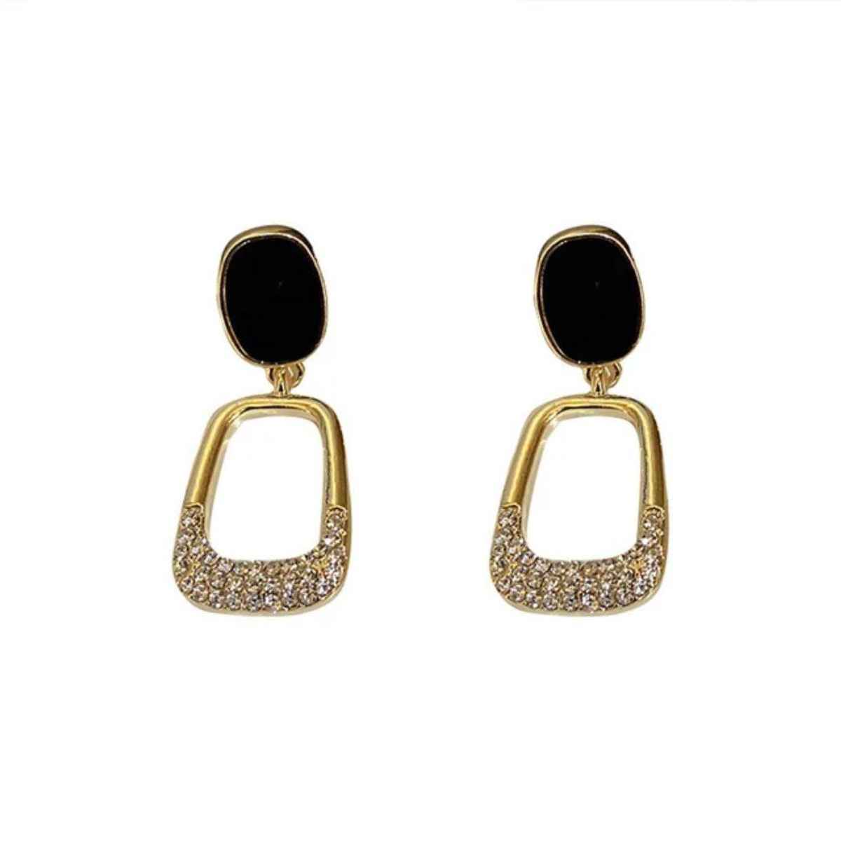 Estailo Fashion Dream Star Statement Earring Earring Gold-Black Stud