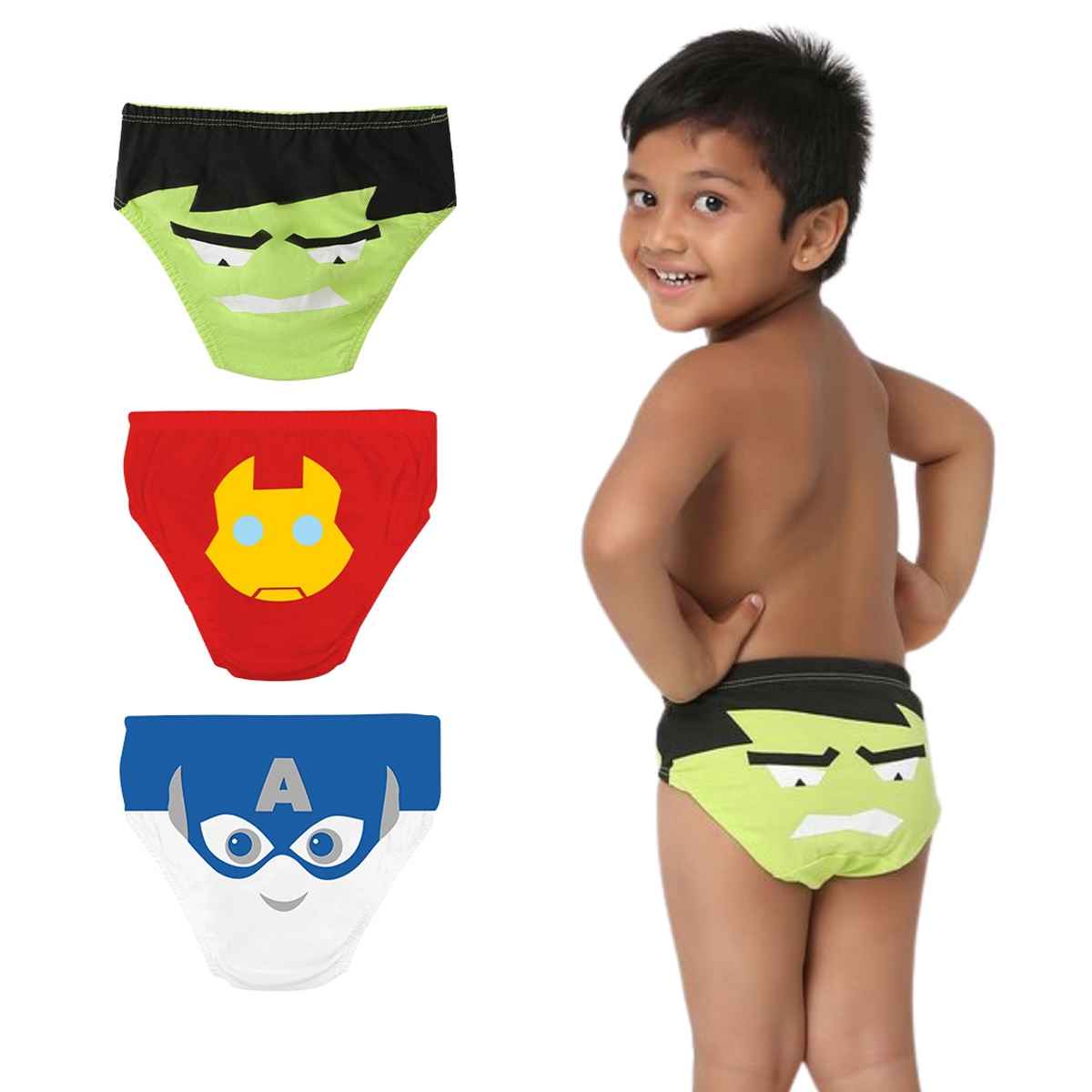 PlanB Marvelous 3 - Pack Boy Underwear Red Lime, White - 4-6 Yrs Briefs