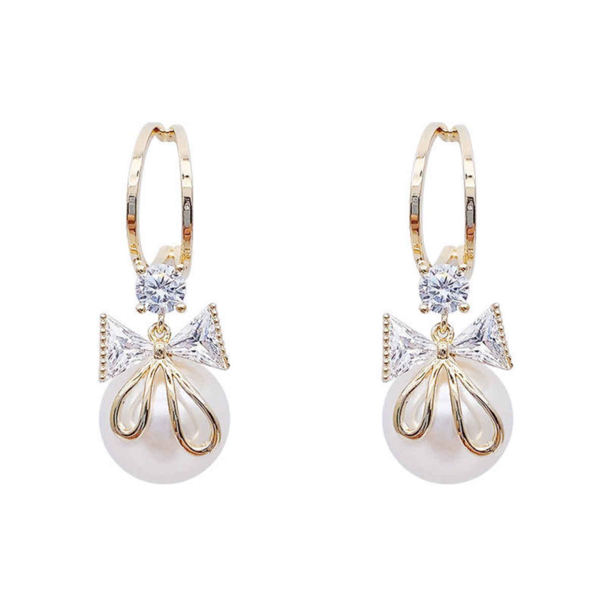 Beautynx Crystal Angel Pearl Earrings | BNX-EAR-0037 - Gold