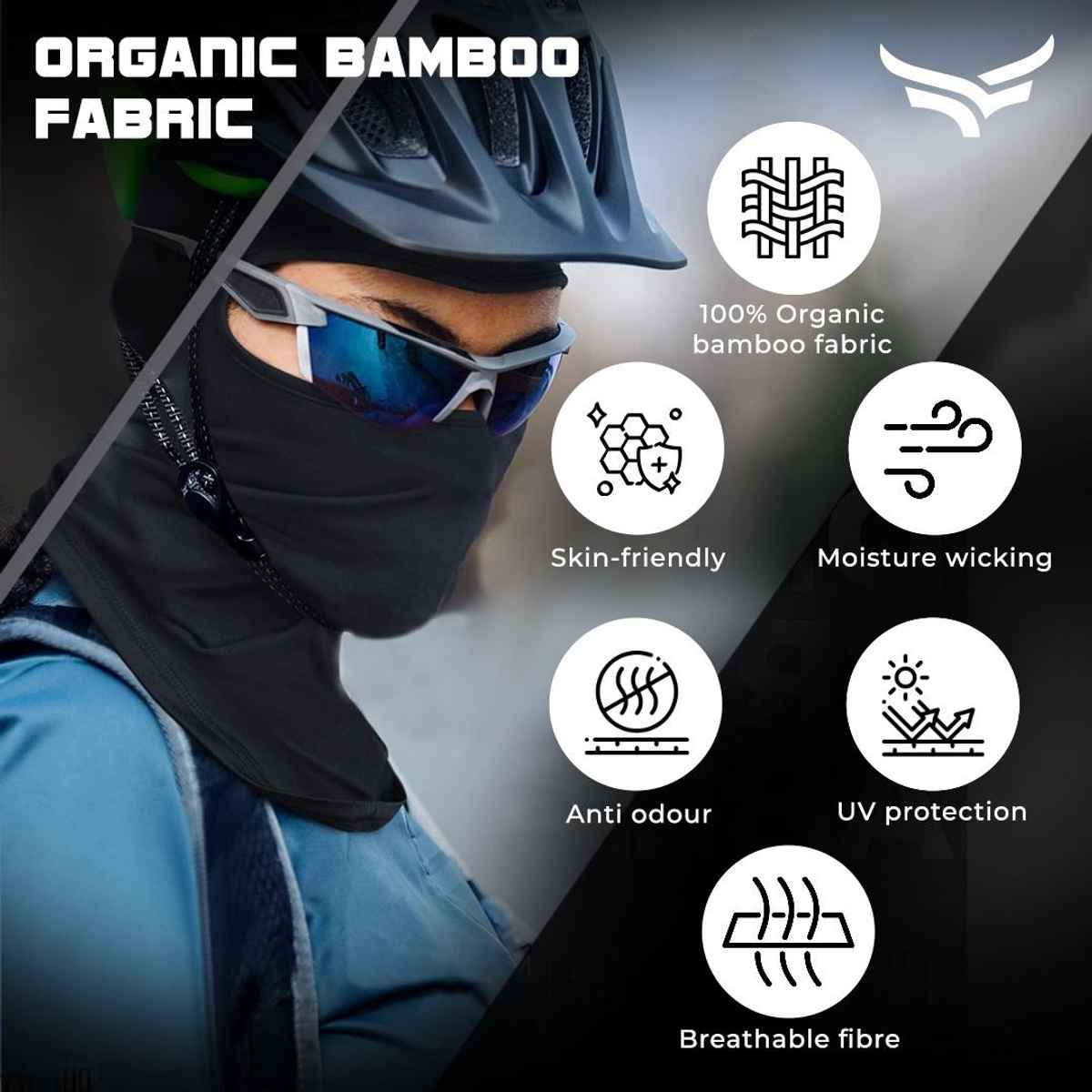 Xtrim UV-Protected Bamboo Cotton Balaclava for Biking - Sweat Absorbing & Odour-Free | Black