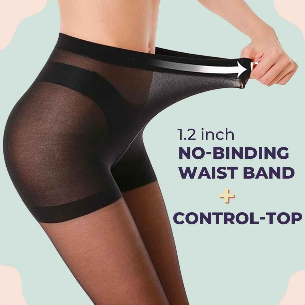 Sanfe Flix Sheer Pantyhose Stockings (Black) - Size 28 To 38 Inches