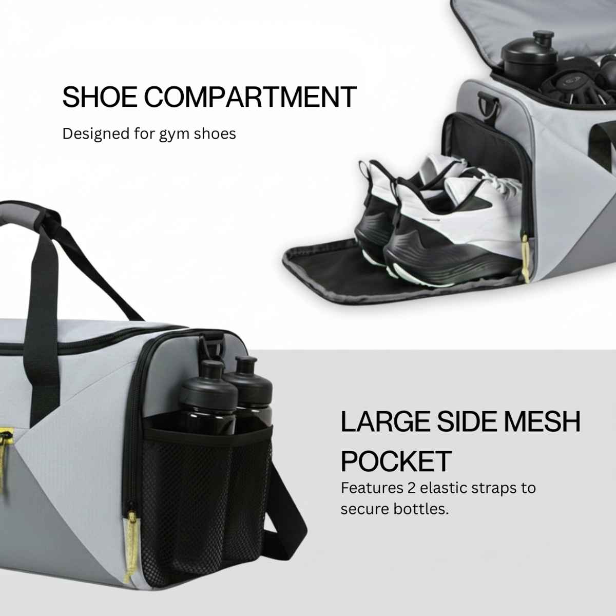 Impulse Urbanfit Silver 33 Ltr Water Resistant Travel/Duffle Bag/Gym Bag/Sports for Workouts