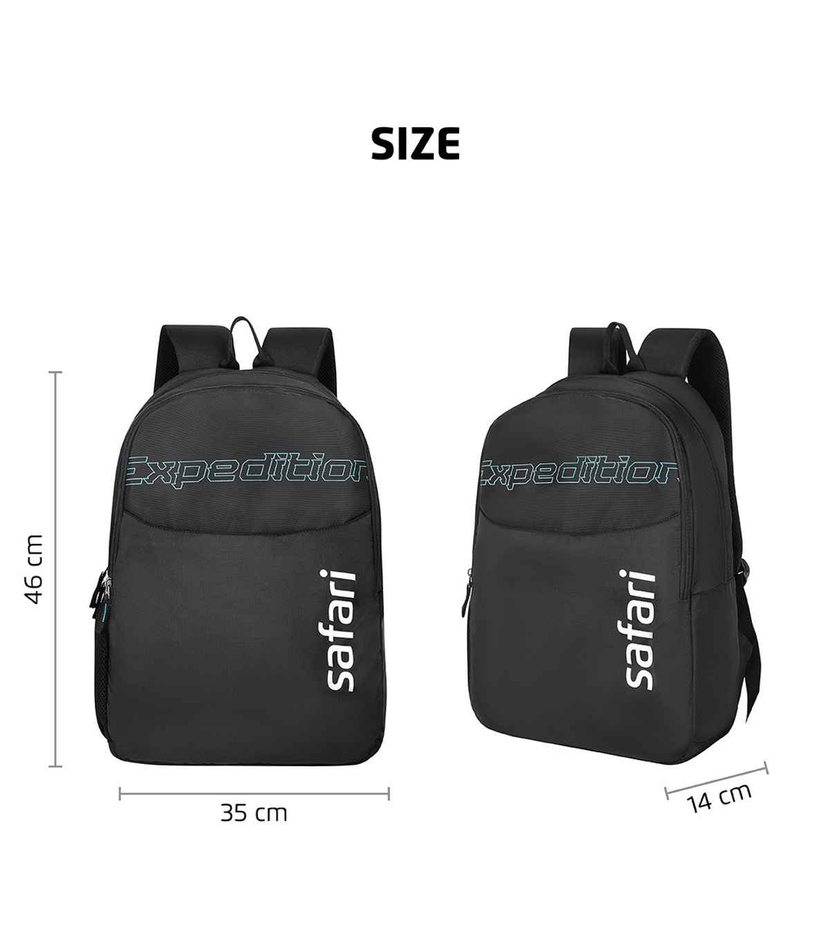 Safari Unisex Logo Polyester 30 L Top Handle Casual Backpack | Black - L