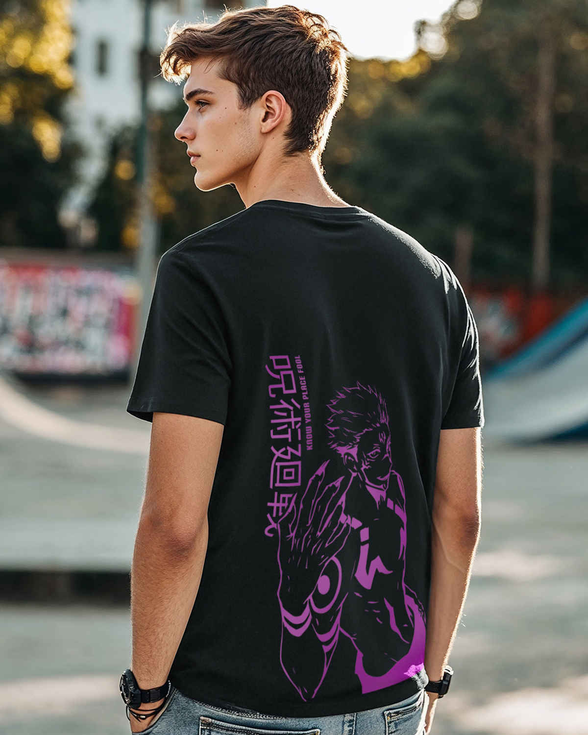 Bewakoof Men's Know Your Place Fool Graphic Printed T-shirt | Black - XL