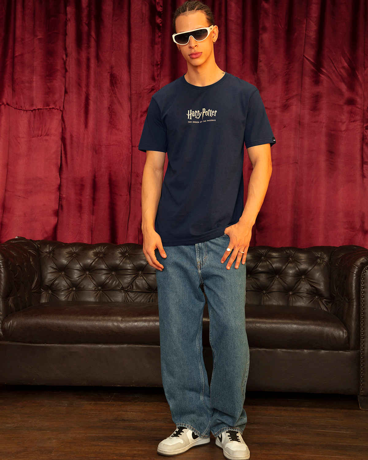 Bewakoof Harry Potter Merchandise Men's Blue Order of the Phoenix Graphic Printed T-shirt - 3XL