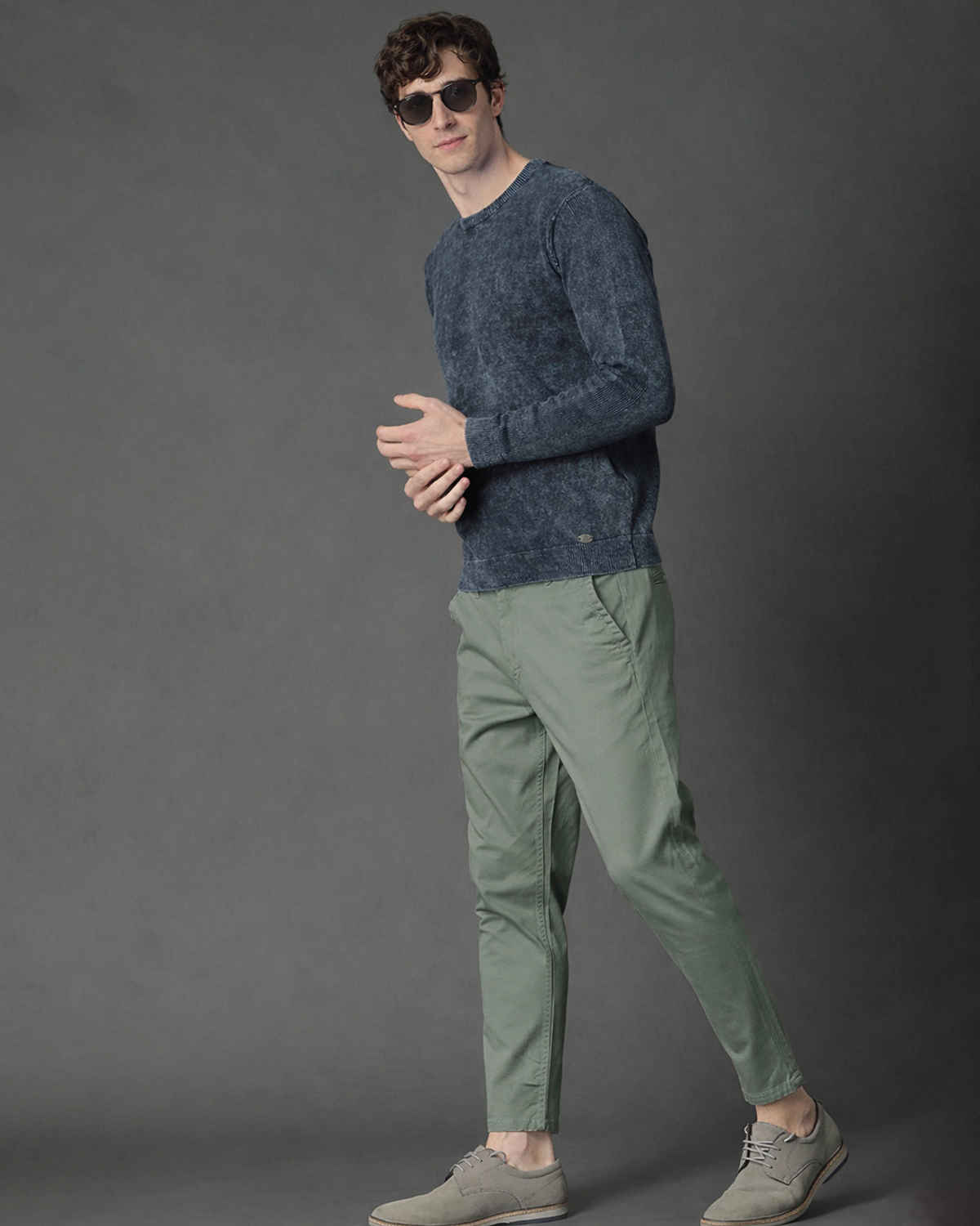 FTX Men's Solid Slim Fit Polyester Trouser | Olive - 34