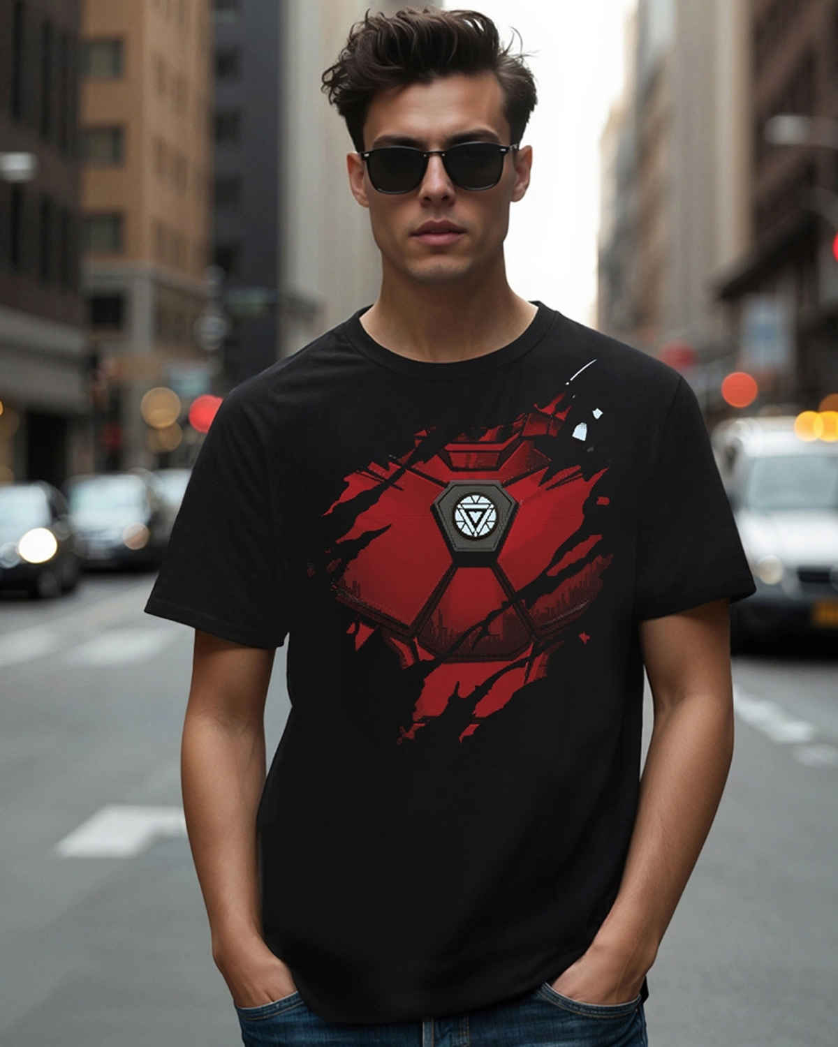 Bewakoof Marvel Merchandise Men's Iron Man Of War Graphic Printed T-shirt | Black - S