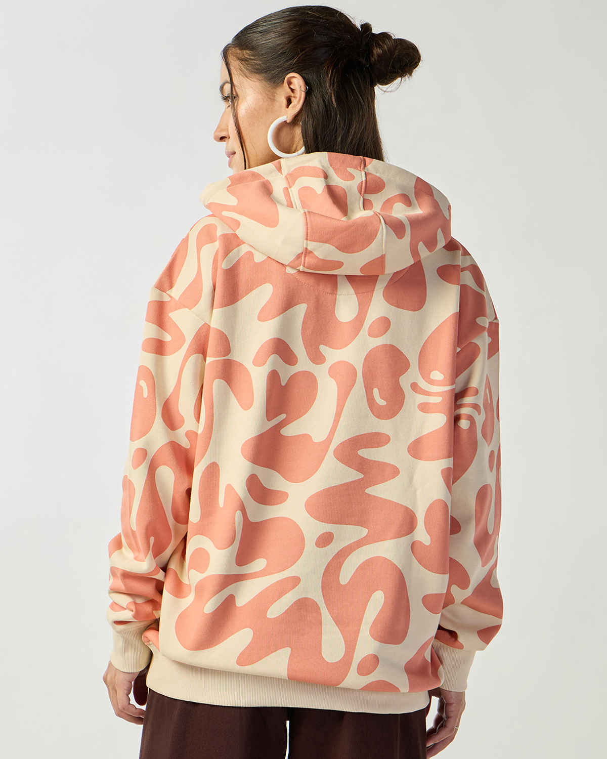 Bewakoof Women's | Beige - & Over Printed Oversized Hoodies | Orange - M