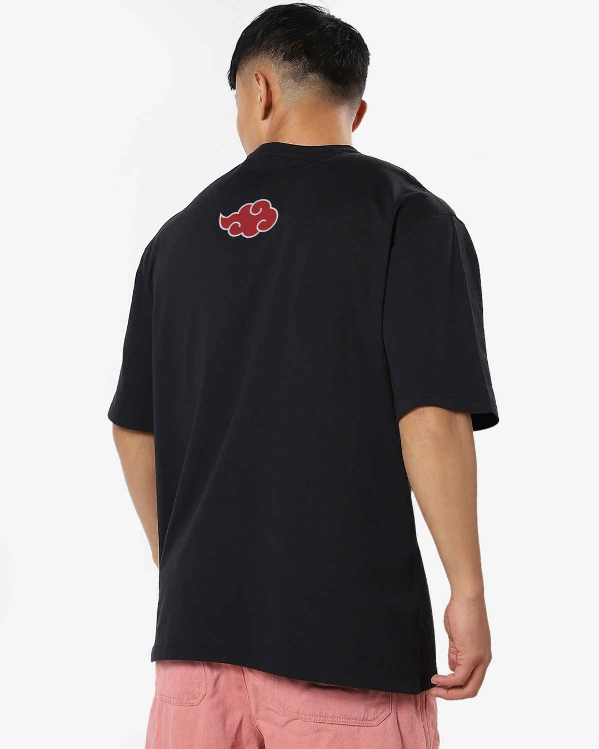 Bewakoof Men's Naruto Akatsuki Origin Graphic Printed Oversized T-shirt | Jet Black - L