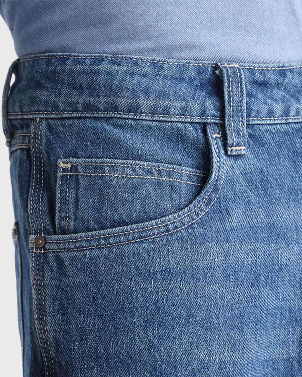 FTX Men Solid Denim Regular Fit Blue Jeans | 30