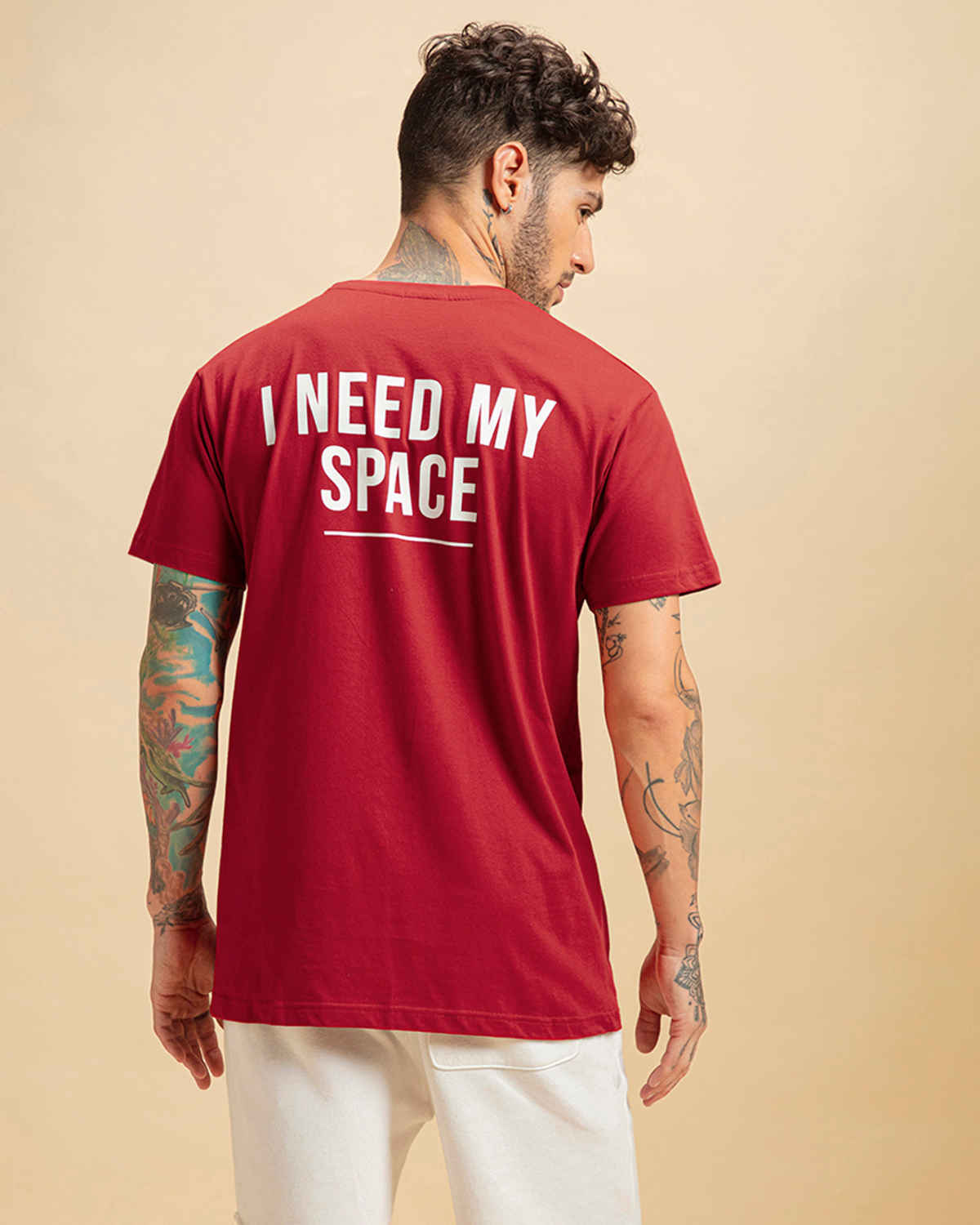 Bewakoof Official Nasa Merchandise Men's Spaced Nasa Typography T-shirt | Red | XL