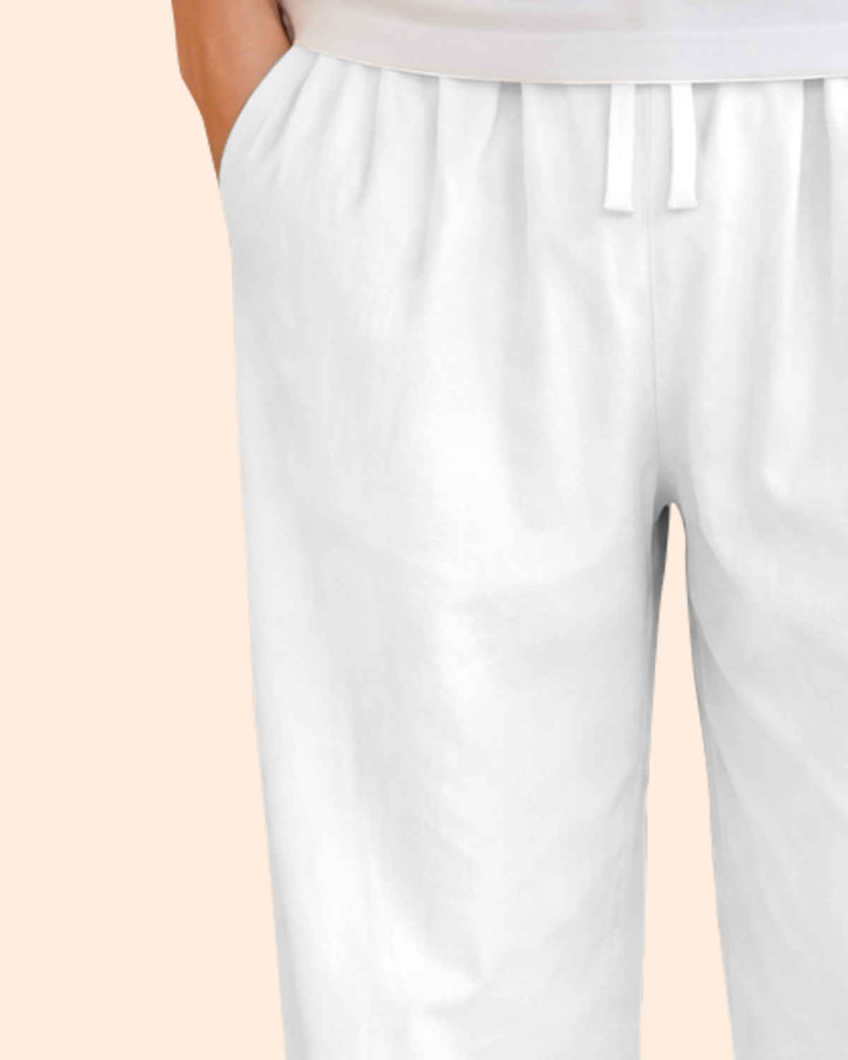 FTX Men's Solid Tapered Fit Cotton Linen Trouser | White - 34