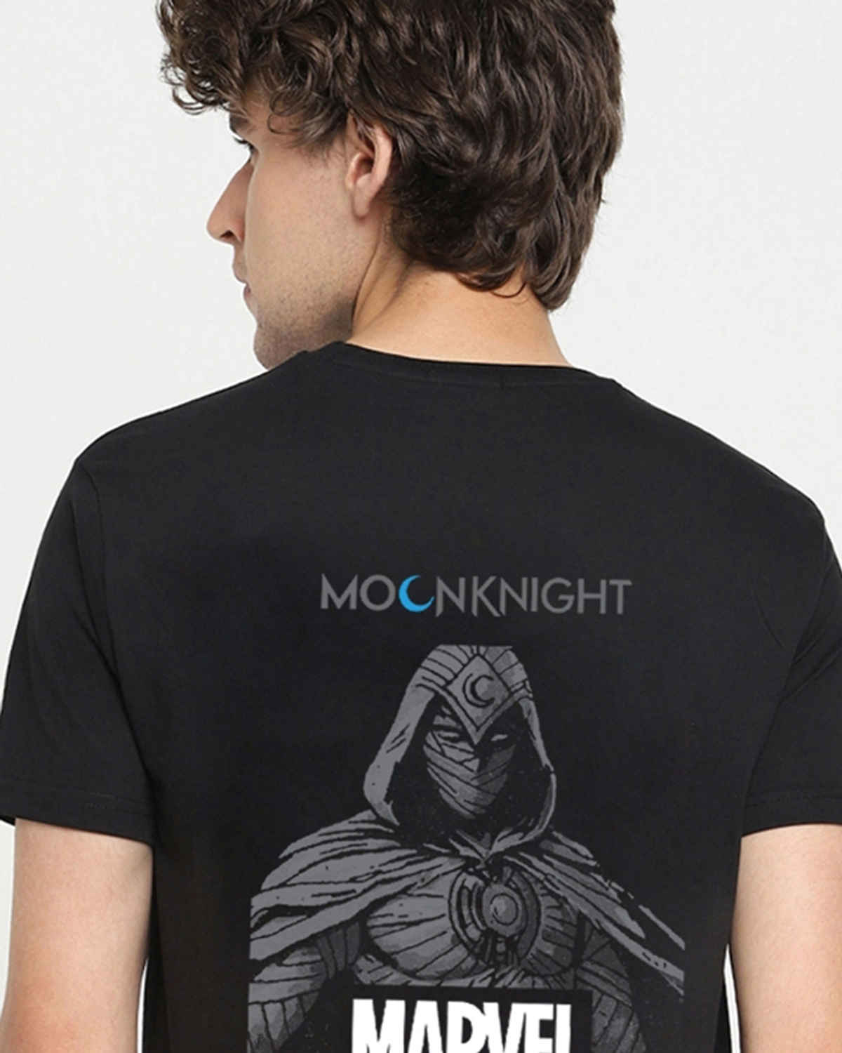 Bewakoof Official Marvel Merchandise Men's Marvel Moon Knight Graphic Printed T-shirt | Black | XL