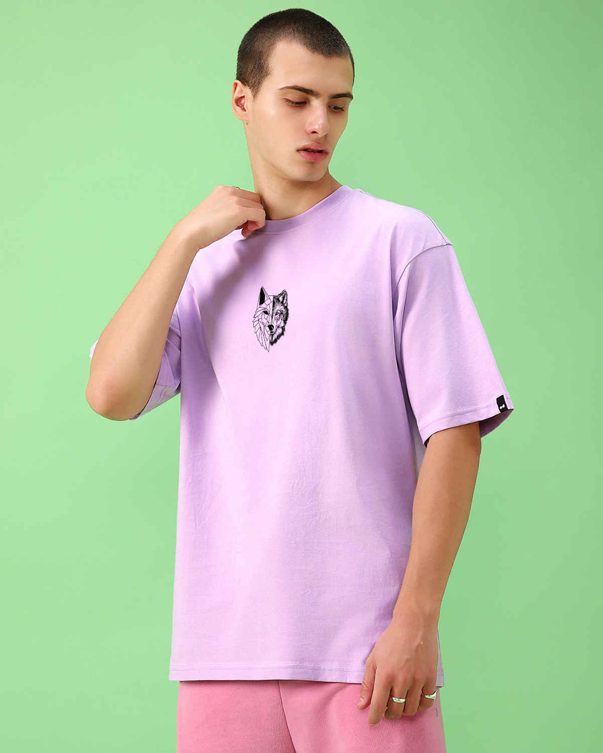 Bewakoof Men's Beast Within Graphic Printed Oversized T-shirt | Purple | XL