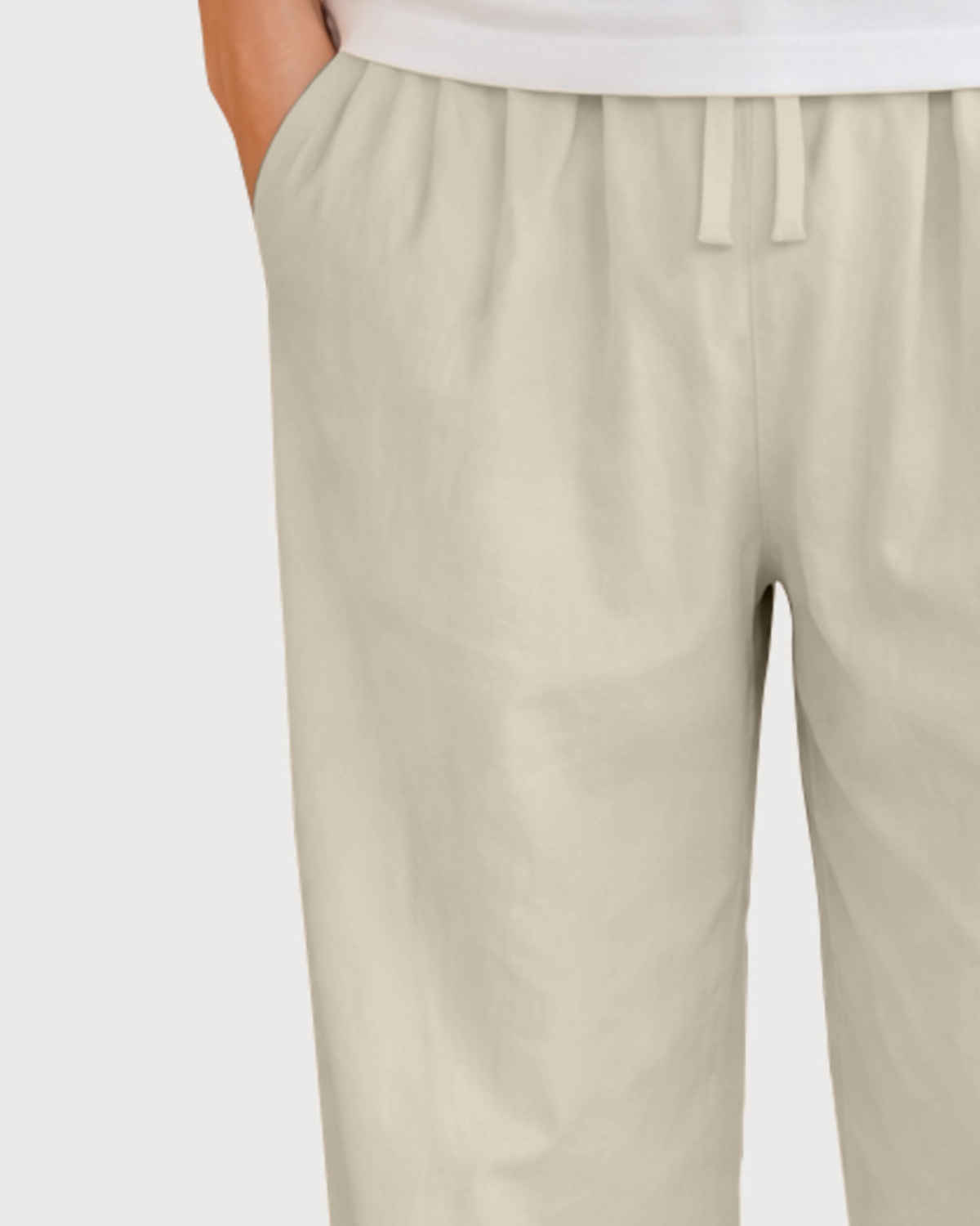 FTX Men's Solid Tapered Fit Cotton Linen Trouser | Dark Beige - 28
