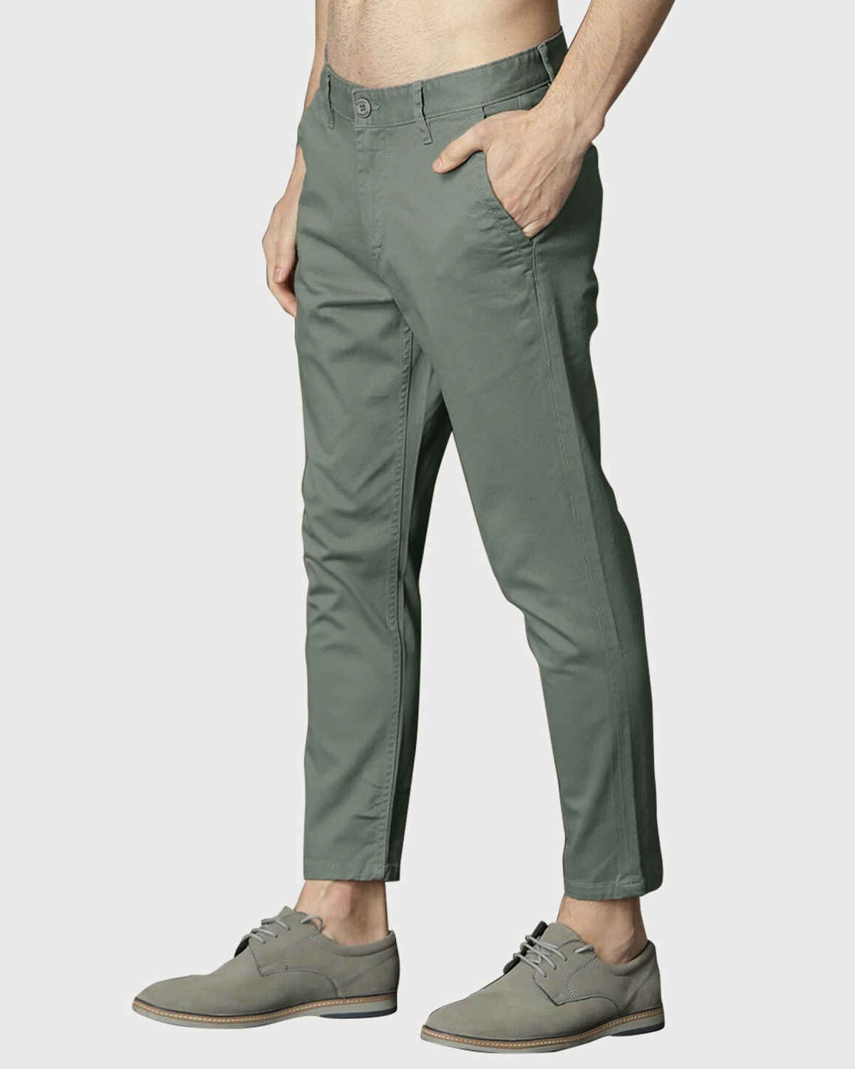 FTX Men's Solid Slim Fit Polyester Trouser | Olive - 34