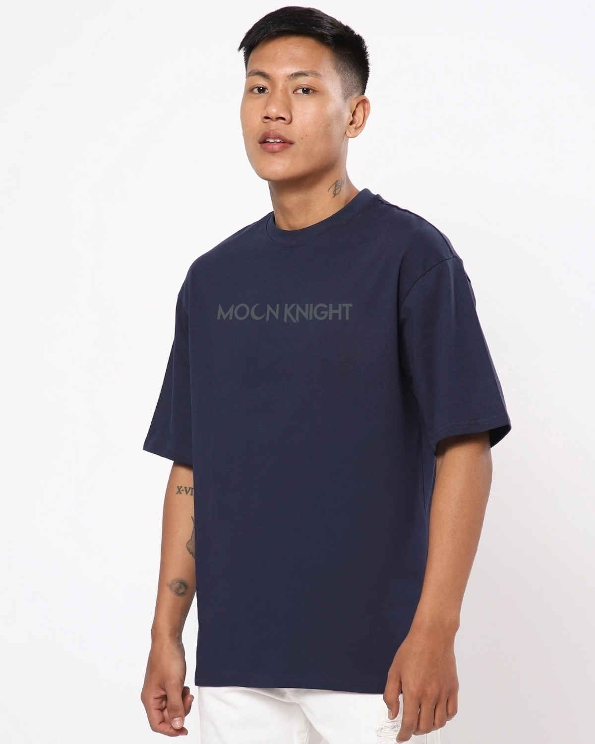 Bewakoof Marvel Merchandise Men's Moon Knight Graphic Printed Oversized T-shirt | Blue - M