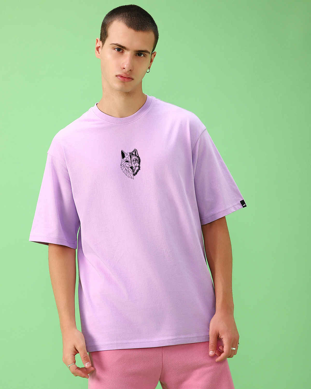 Bewakoof Men's Beast Within Graphic Printed Oversized T-shirt | Purple | XL