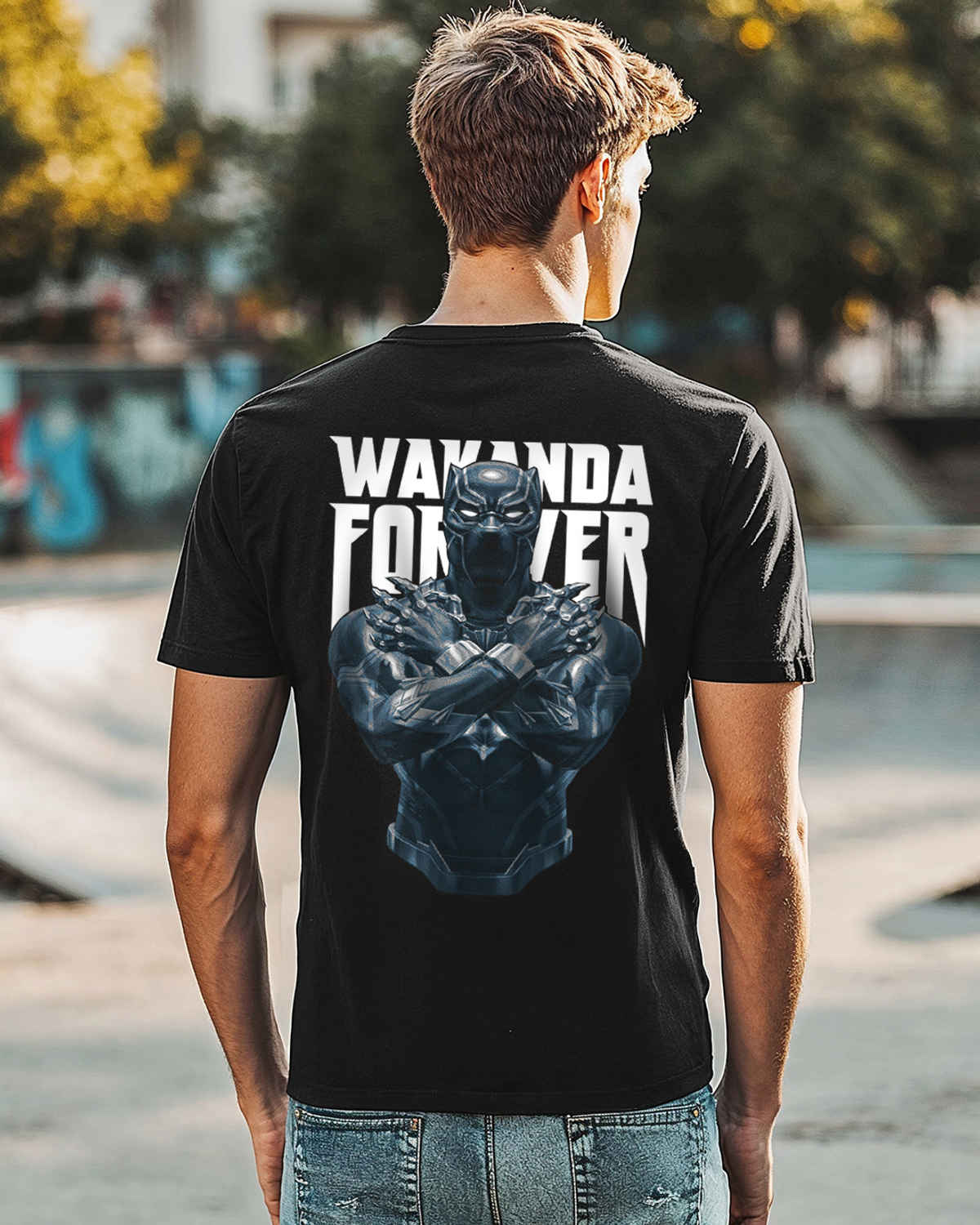 Bewakoof Marvel Merchandise Black Panther Men's The King Graphic Printed T-shirt | Black - M