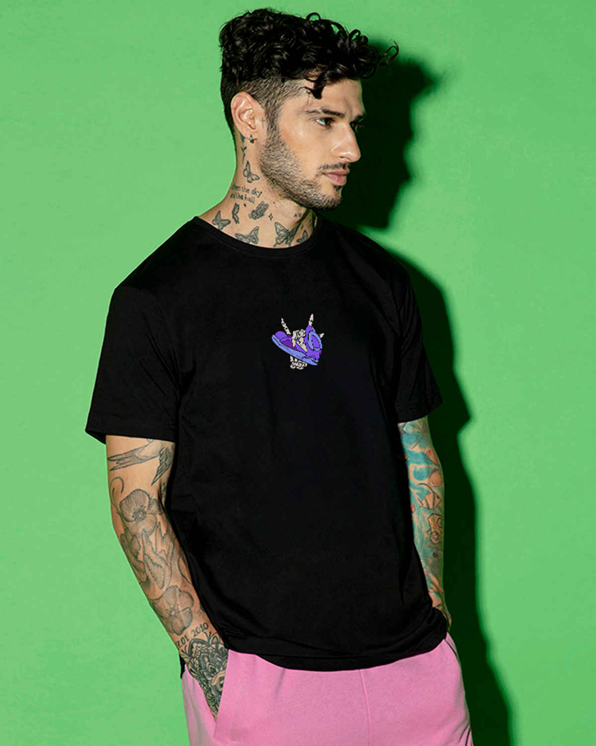 Bewakoof Men's Sneaker Gang Graphic Printed T-shirt | Black | L