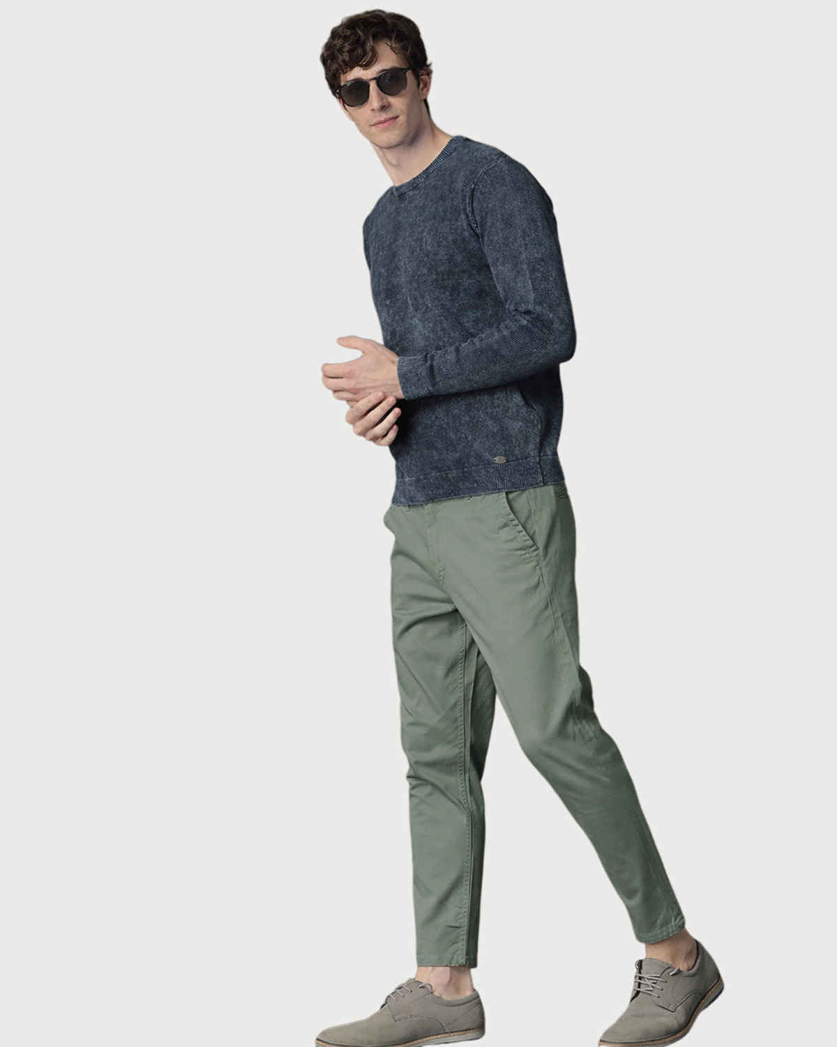 FTX Men's Solid Slim Fit Polyester Trouser | Olive - 34