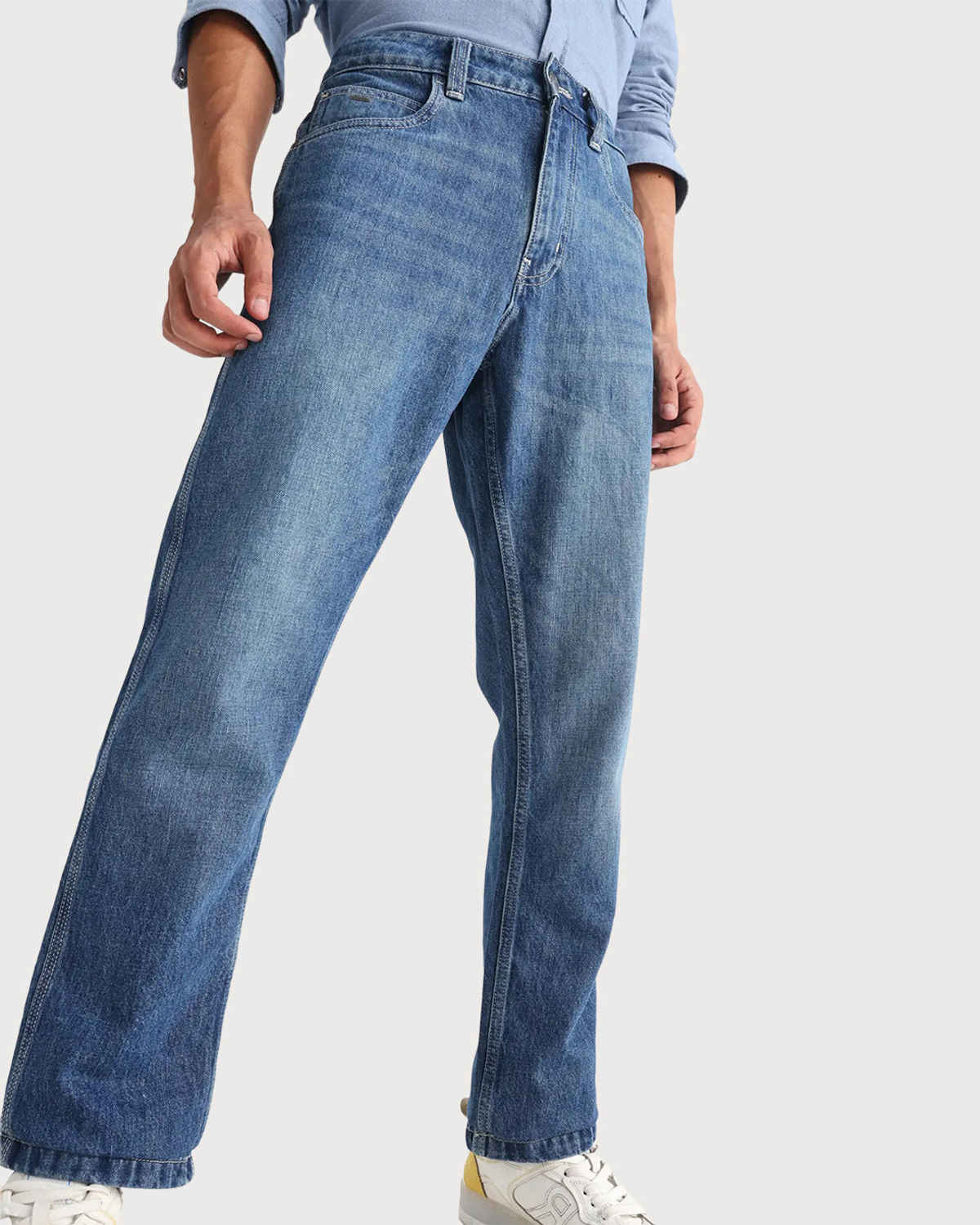 FTX Men Solid Denim Regular Fit Blue Jeans | 30