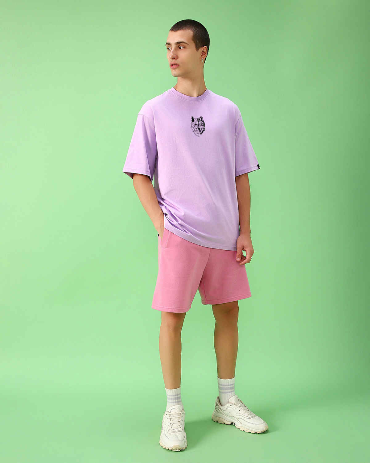 Bewakoof Men's Beast Within Graphic Printed Oversized T-shirt | Purple | XL