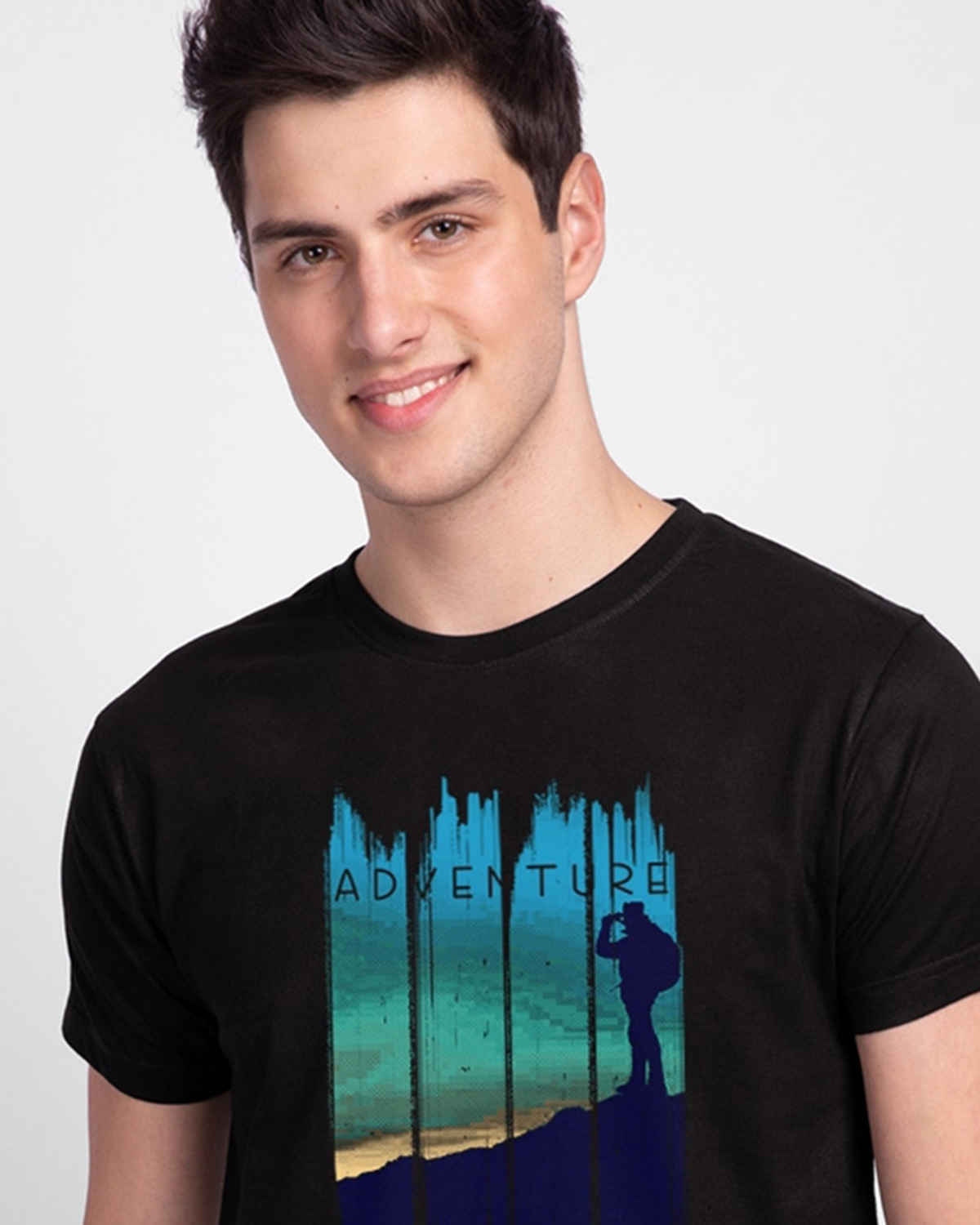 Bewakoof Men's Adventure Time Graphic Printed T-shirt | Black | S