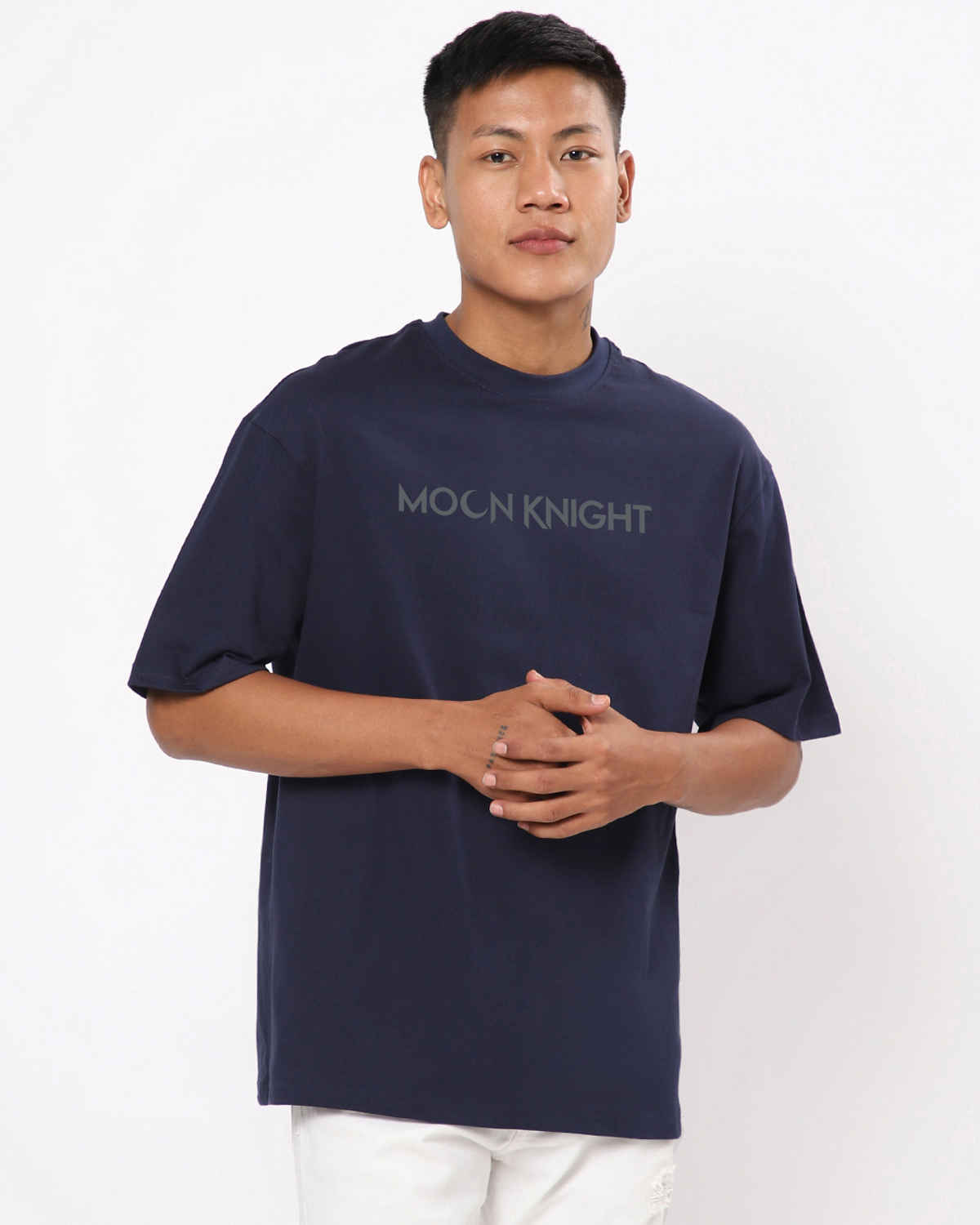 Bewakoof Marvel Merchandise Men's Moon Knight Graphic Printed Oversized T-shirt | Blue - M