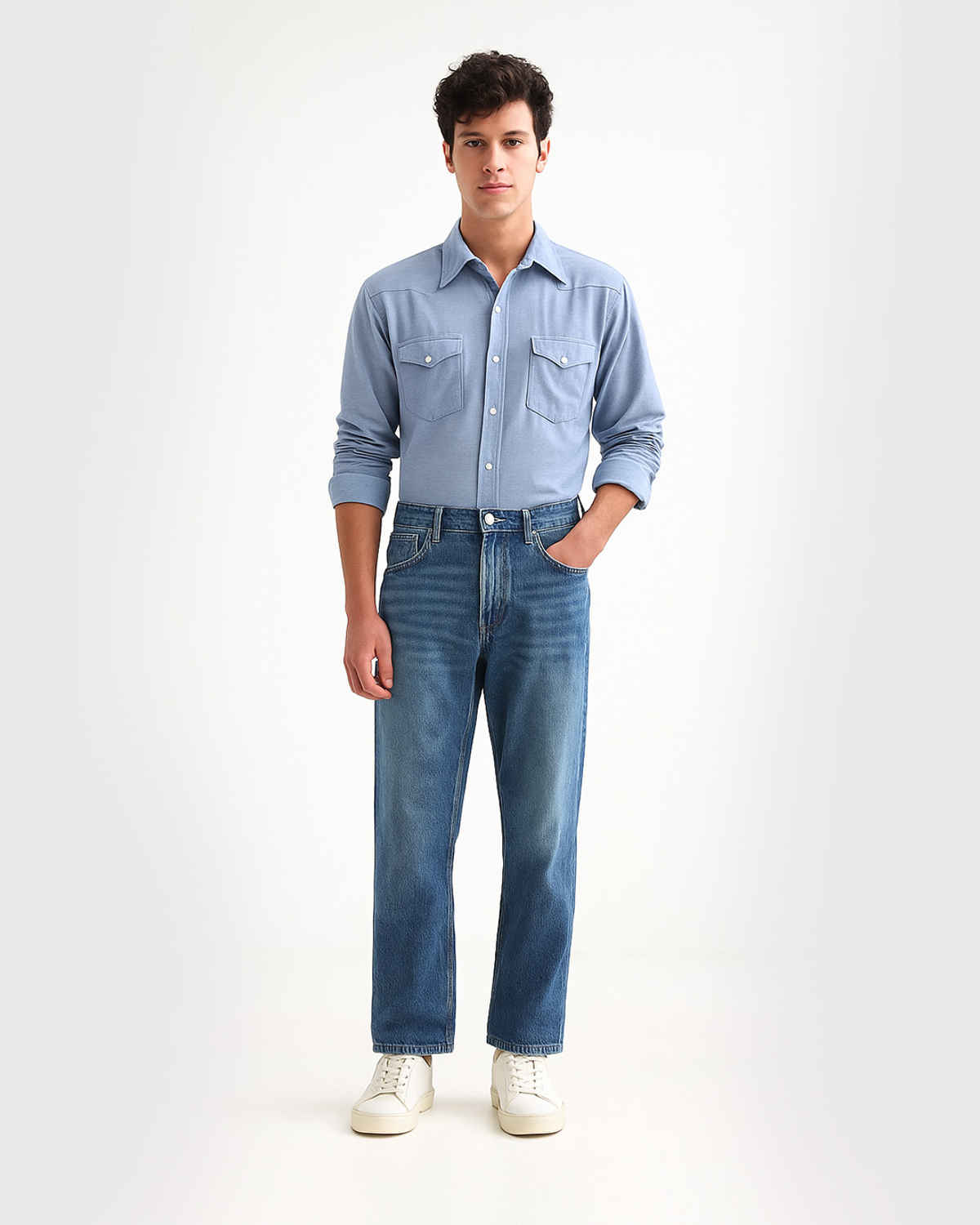 FTX Men Solid Denim Regular Fit Blue Jeans | 30