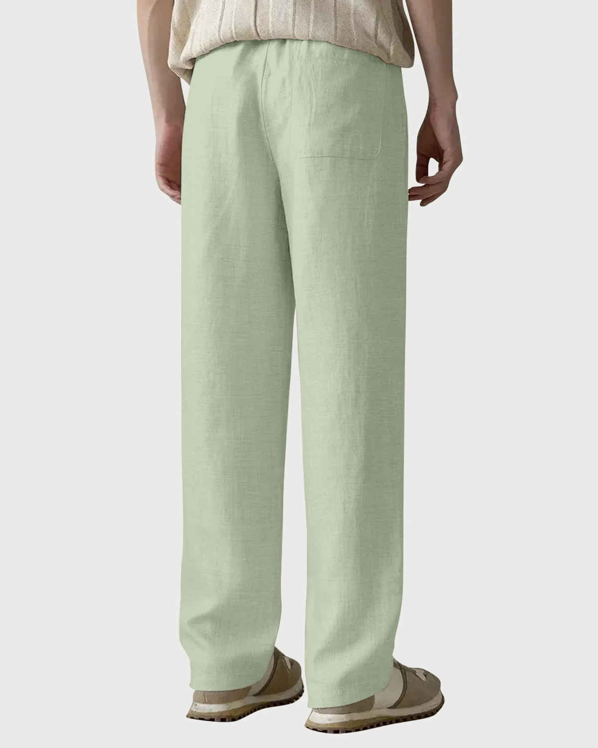 FTX Men's Solid Straight Fit Cotton Linen Trouser | Light Olive - 28