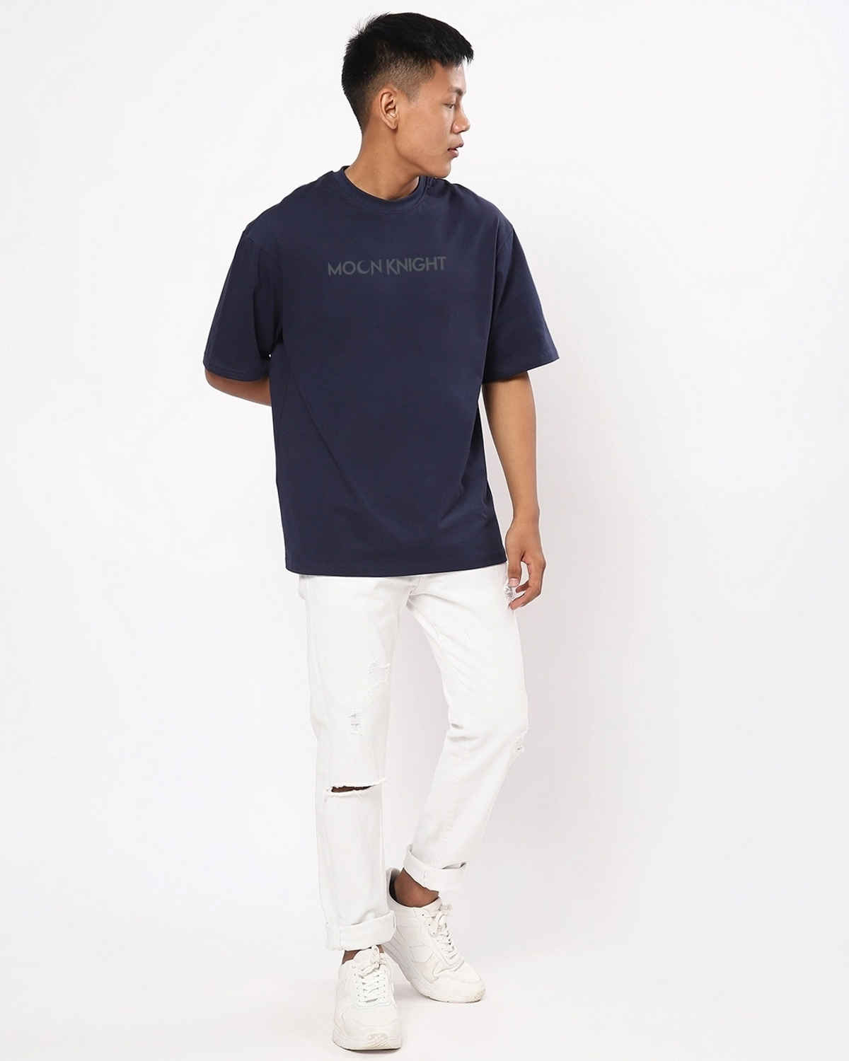 Bewakoof Marvel Merchandise Men's Moon Knight Graphic Printed Oversized T-shirt | Blue - M