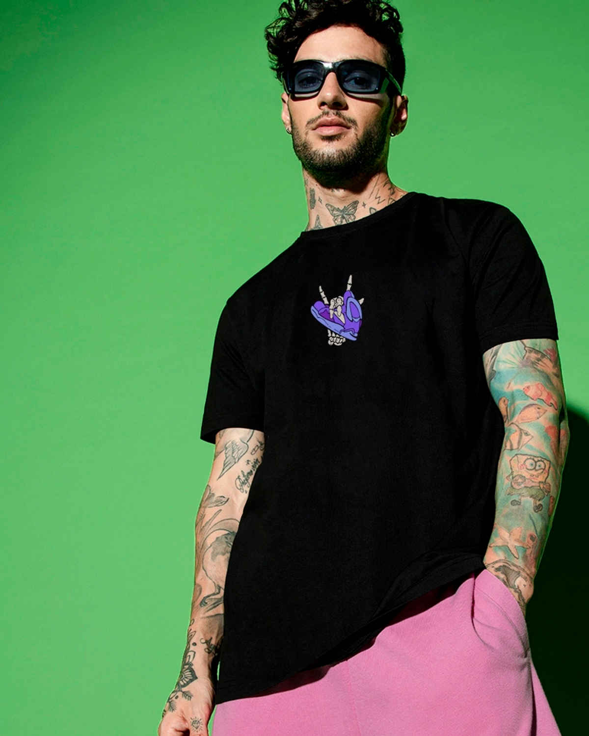 Bewakoof Men's Sneaker Gang Graphic Printed T-shirt | Black | L