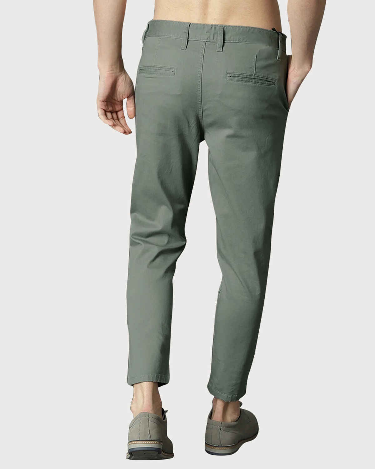 FTX Men's Solid Slim Fit Polyester Trouser | Olive - 34