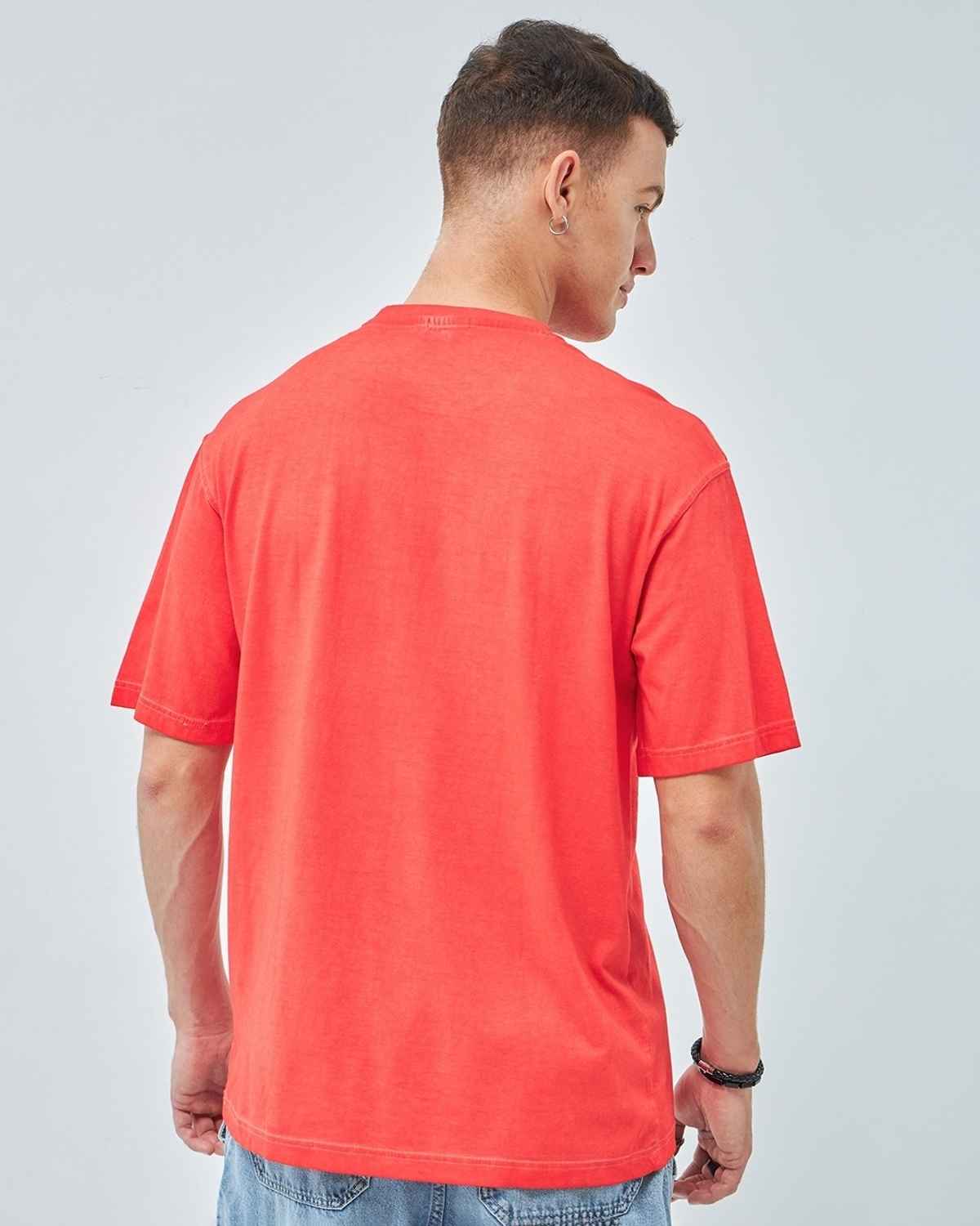 Bewakoof Round Neck Men's T-shirt | Coral - XL