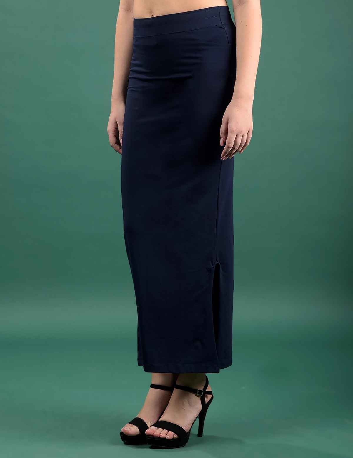 Dollar Missy Women's Cotton Four Way Stretchable Shapewear for Saree | Navy Blue