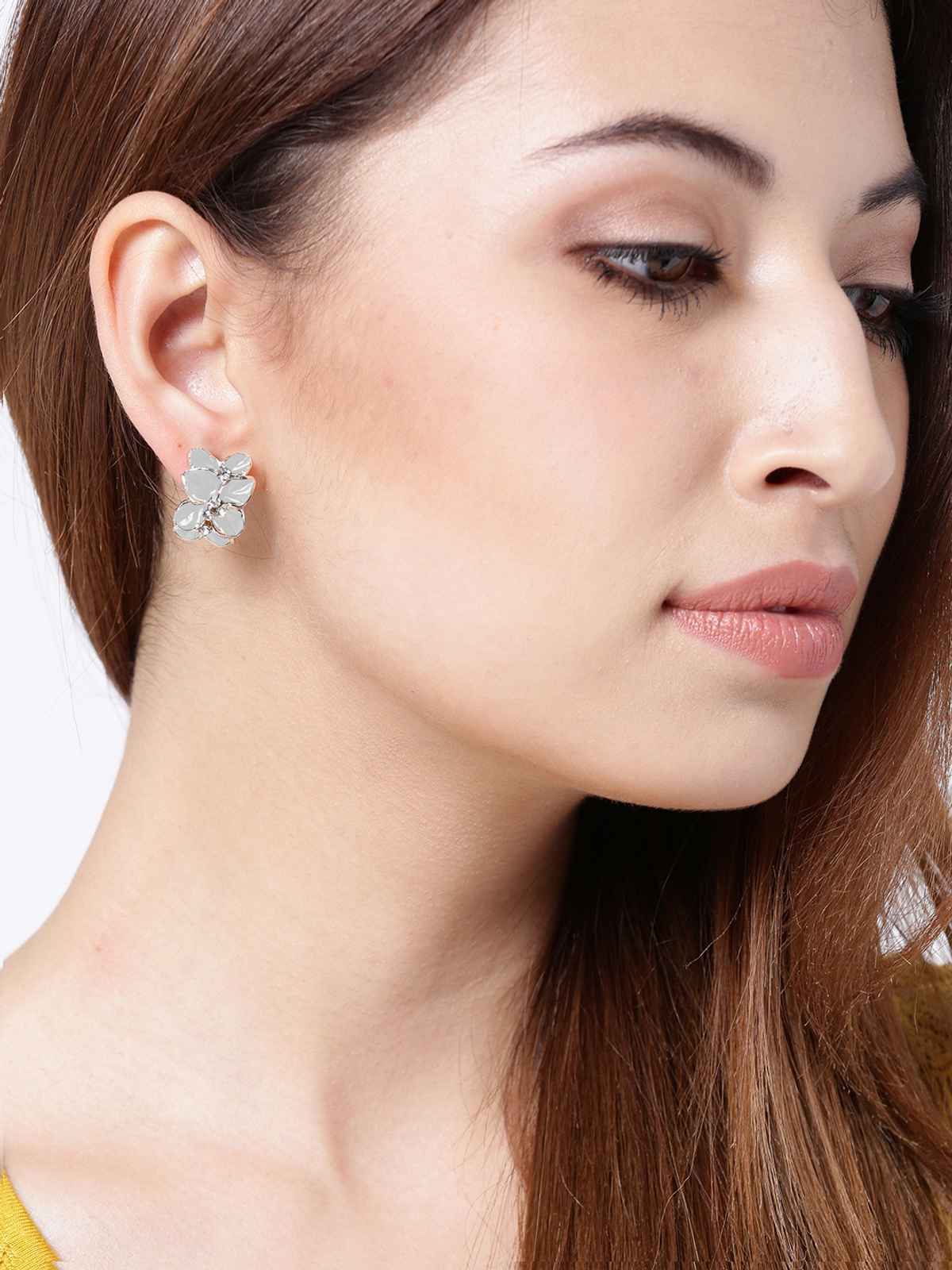 Youbella Earrings For Women Traditional Earrings Tops For Girls And Women (White)(Ybear - 31961)