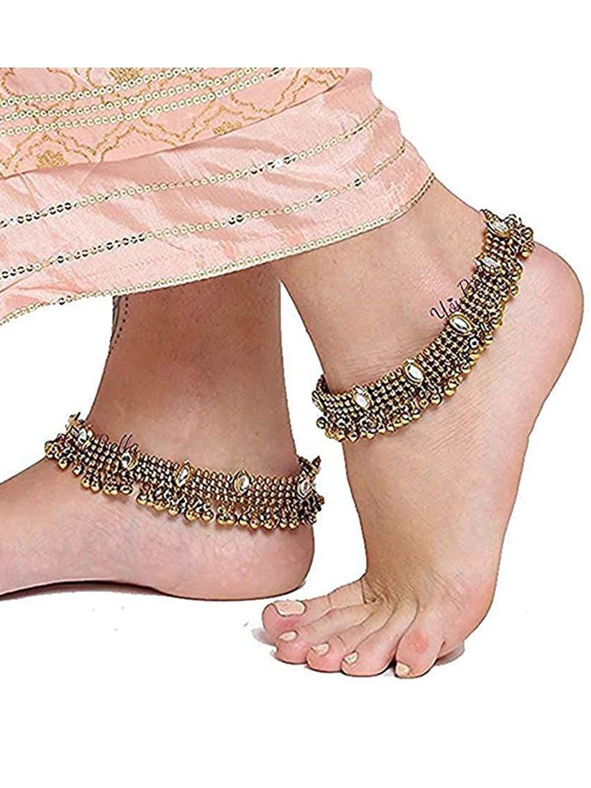 YouBella Gold Plated Copper Strand Stylish Party Wear Anklets for Women & Girls (YBANK_60001)