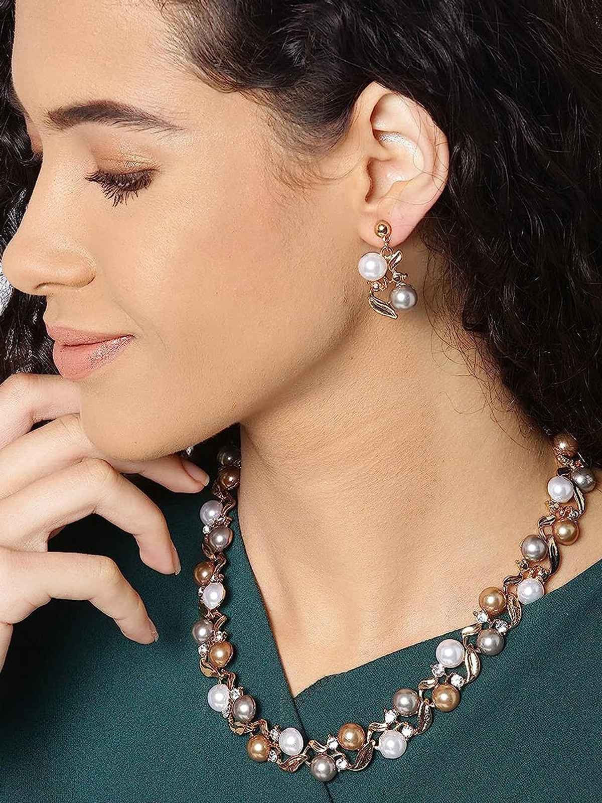 Youbella Stylish Latest Design Necklace Set Jewellery Set For Women (Multi-Colour) (Ybnk - 5659)